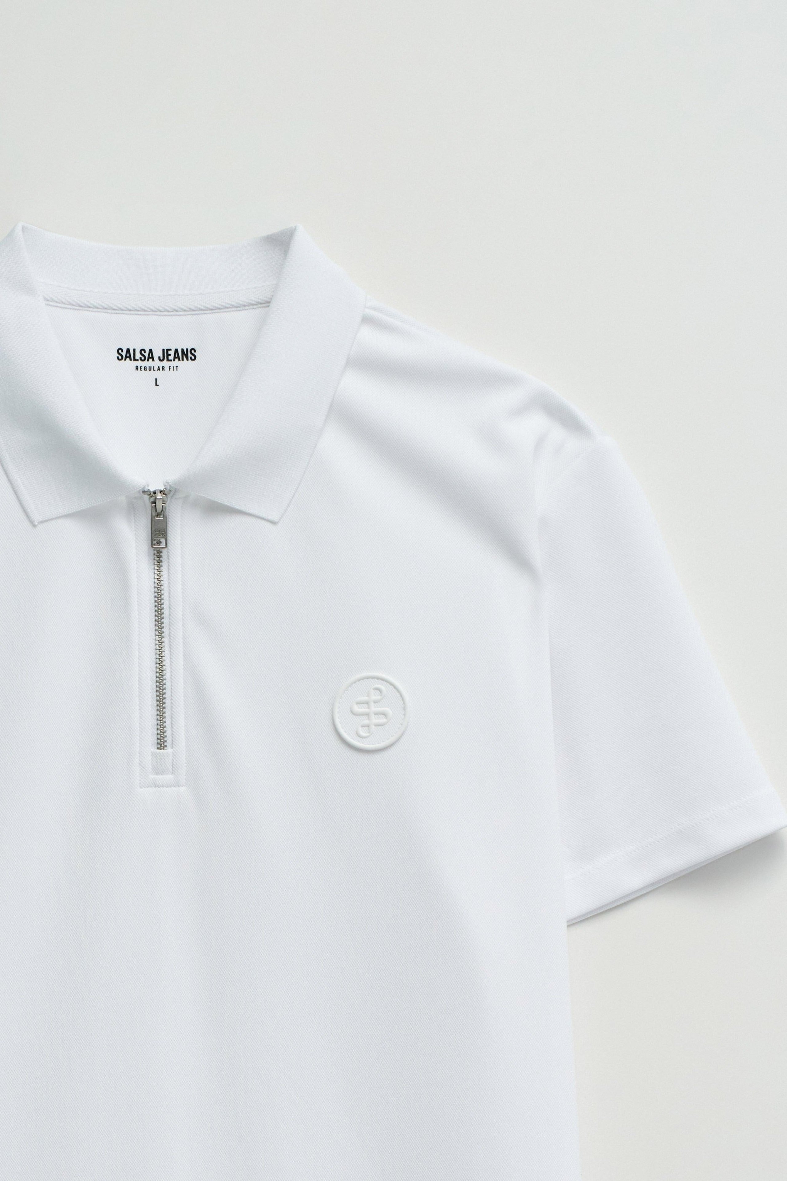 Polo Pique Structure And Zip in White T-Shirts Salsa Jeans