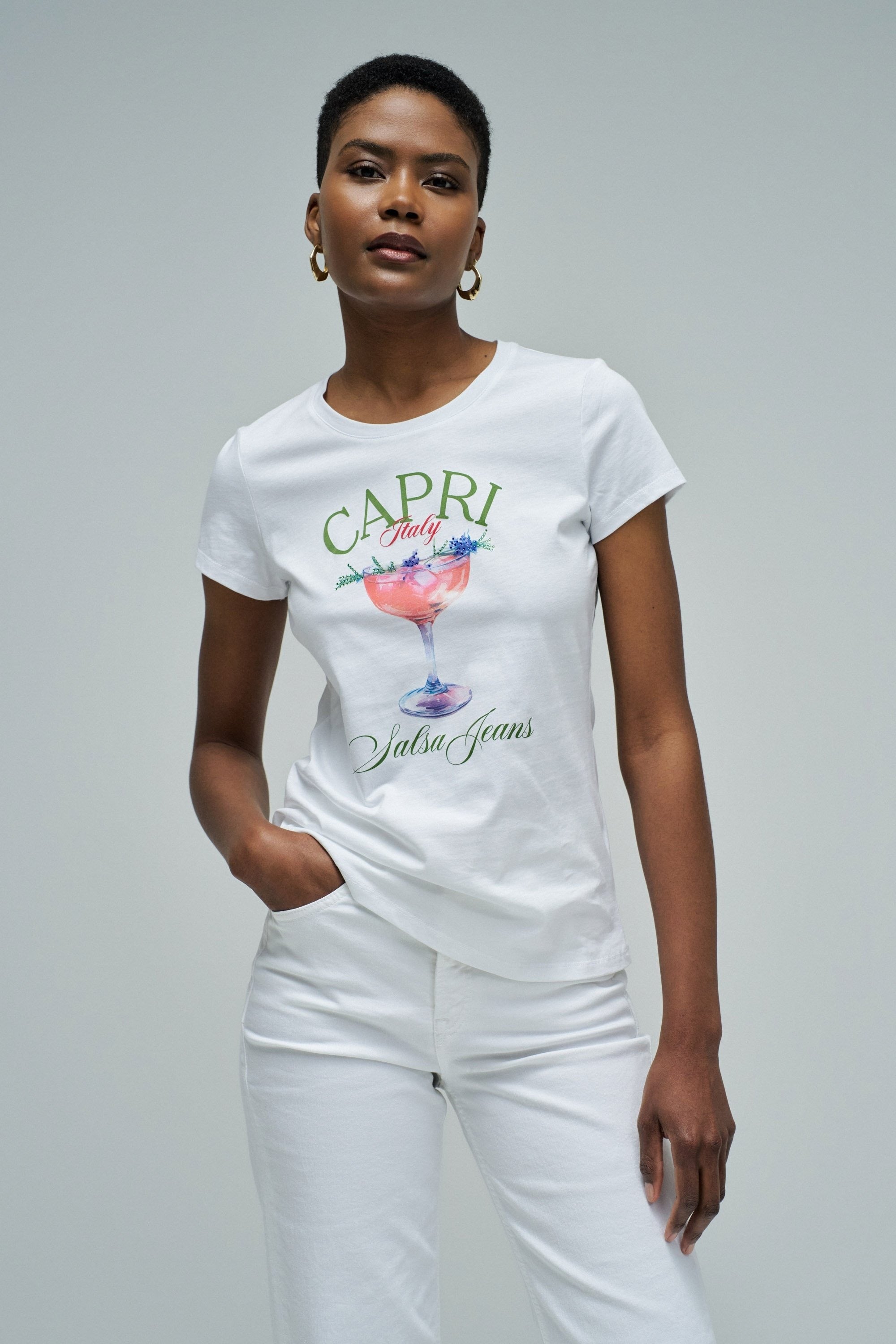 T-Shirt Loose Graphic in White T-Shirts Salsa Jeans