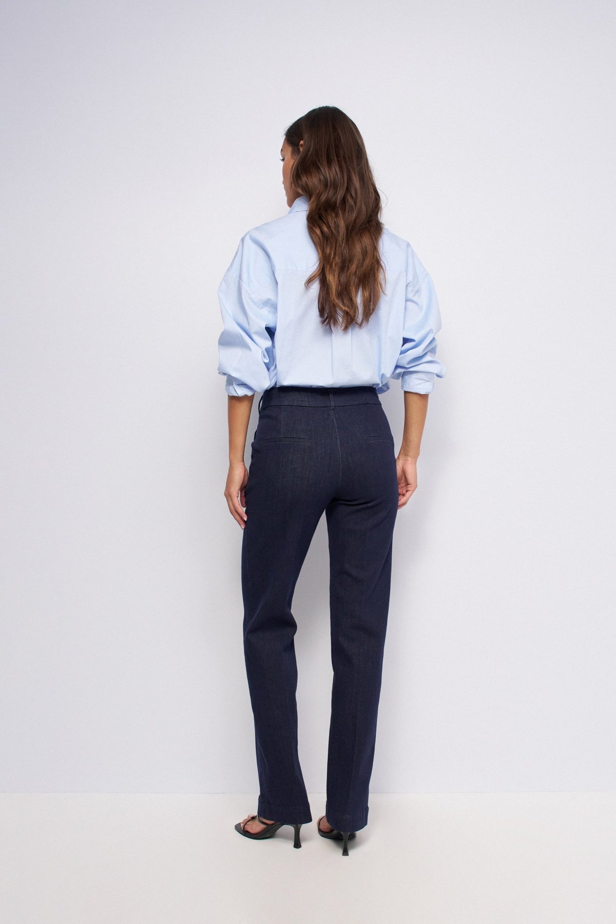 Flared Chino mit Taillendetail in Dark Wash Hosen Salsa Jeans