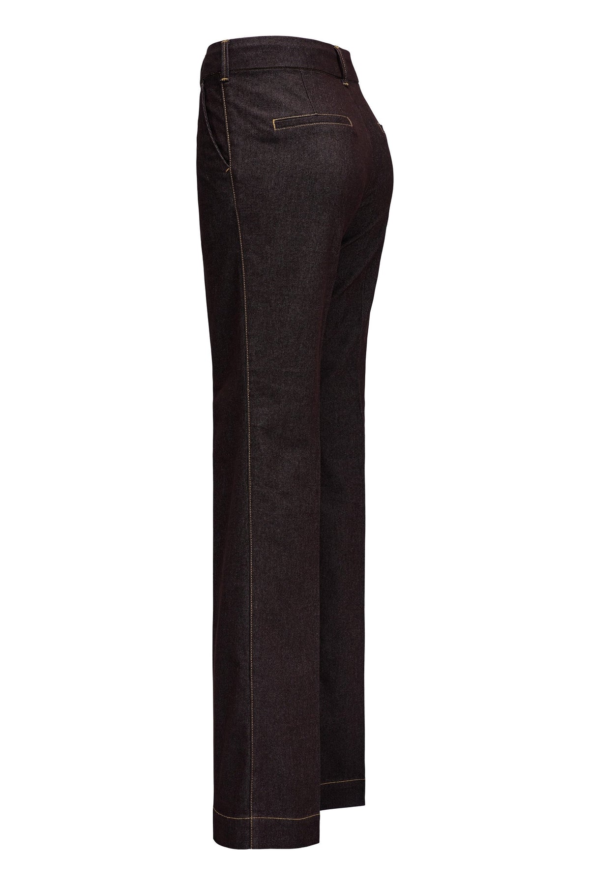 Flared Chino mit Taillendetail in Dark Brown Hosen Salsa Jeans