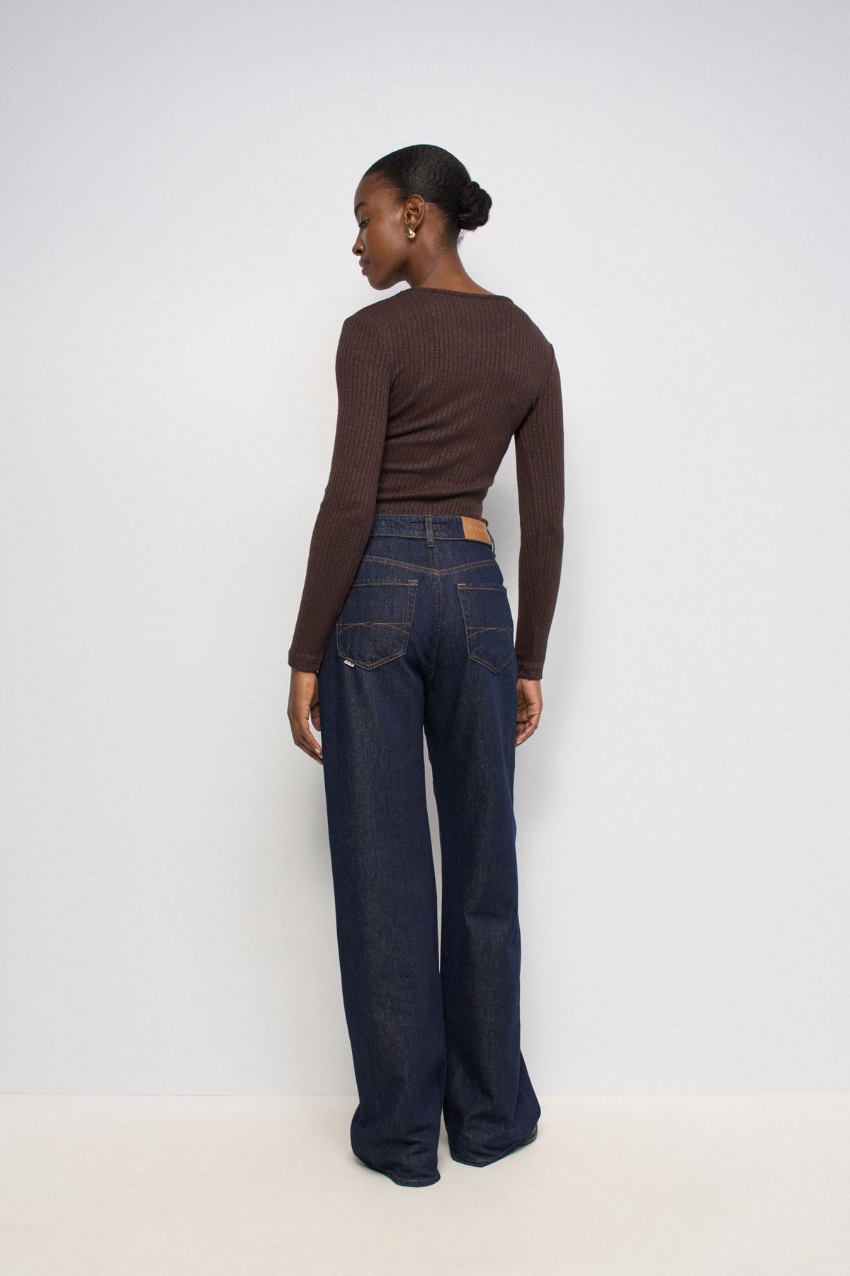 Longsleeve mit Schleifen-Detail in Dark Brown V1 T-Shirts Salsa Jeans