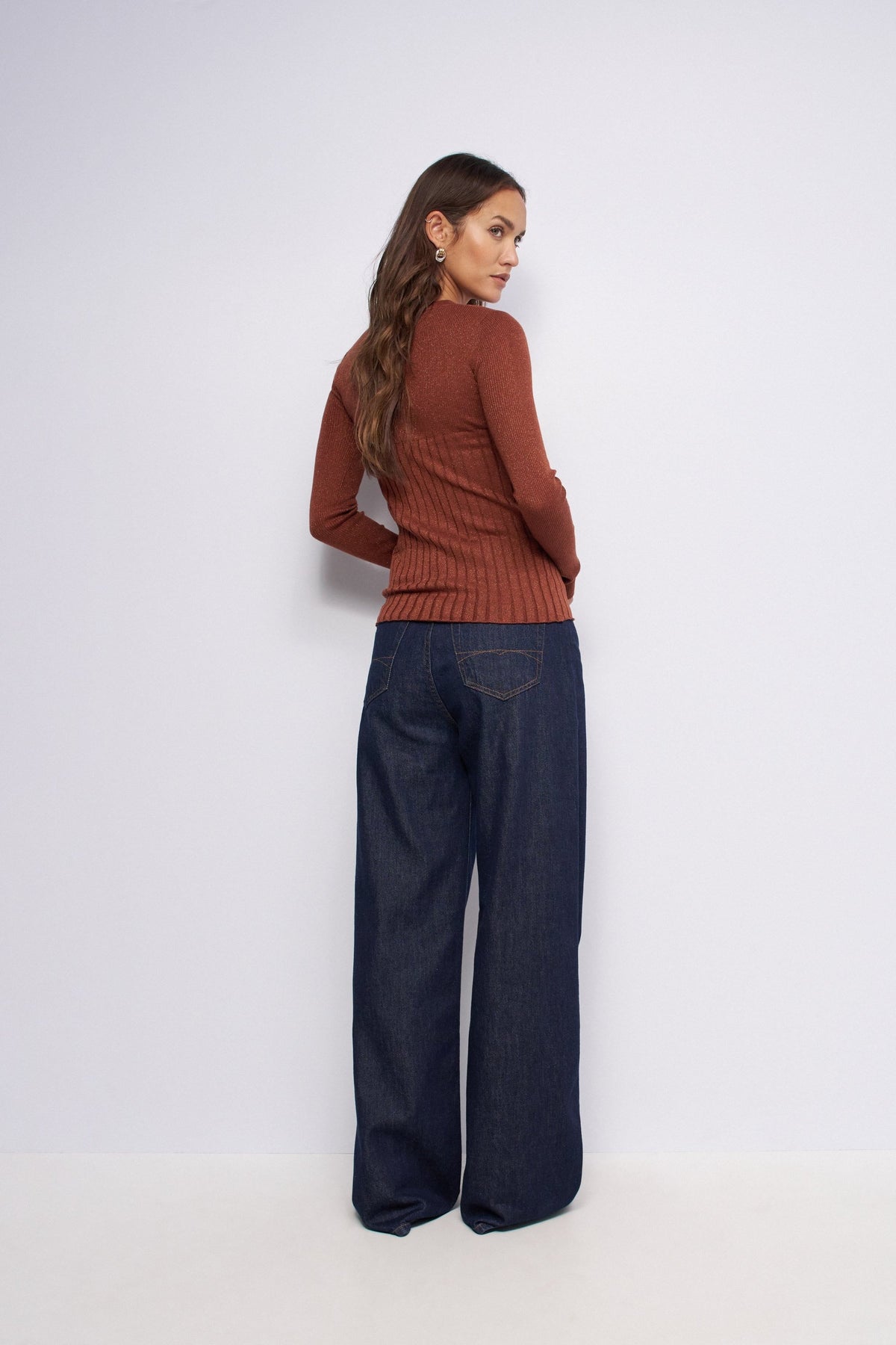 Lurex Strick Longsleeve in Dark Orange V1 T-Shirts Salsa Jeans