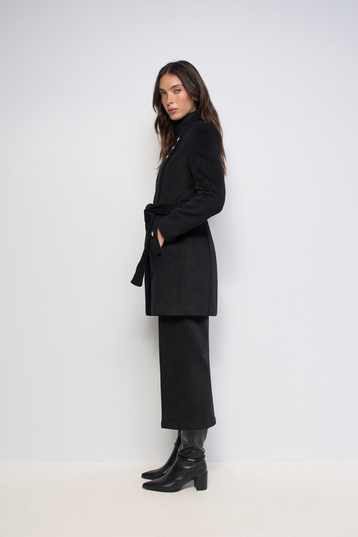 Wollmantel mit Knopfdetail in Black Jacken Salsa Jeans
