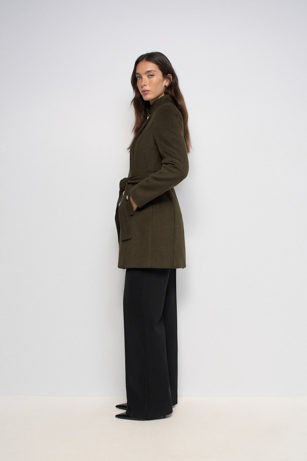 Wollmantel mit Knopfdetail in Dark Green V1 Jacken Salsa Jeans