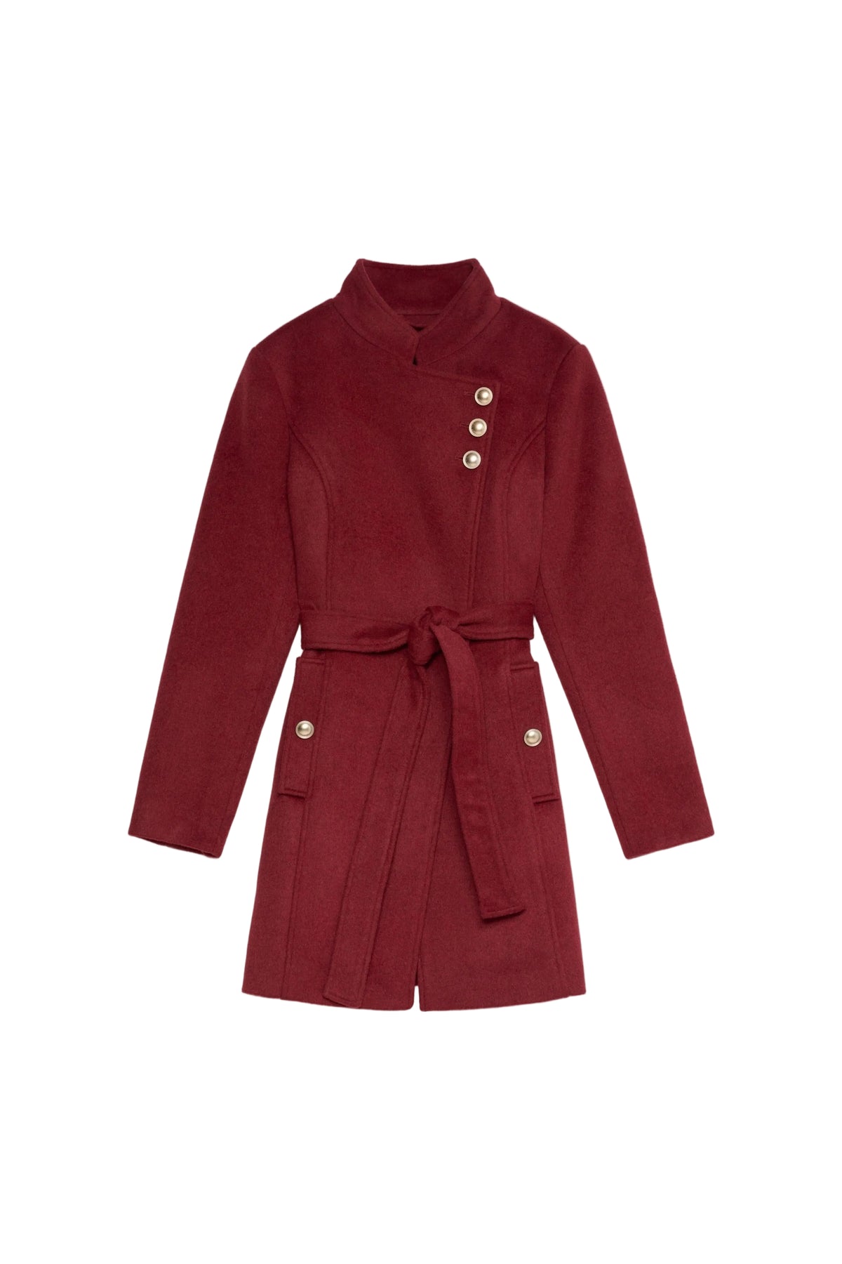 Wollmantel mit Knopfdetail in Dark Red V1 Jacken Salsa Jeans