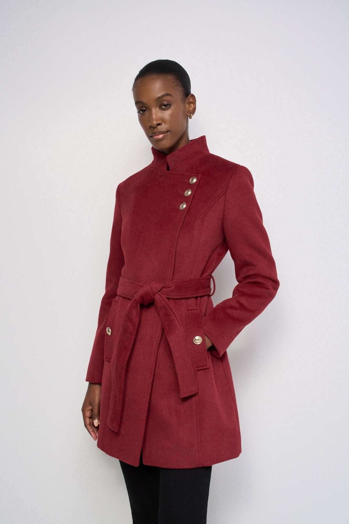 Wollmantel mit Knopfdetail in Dark Red V1 Jacken Salsa Jeans