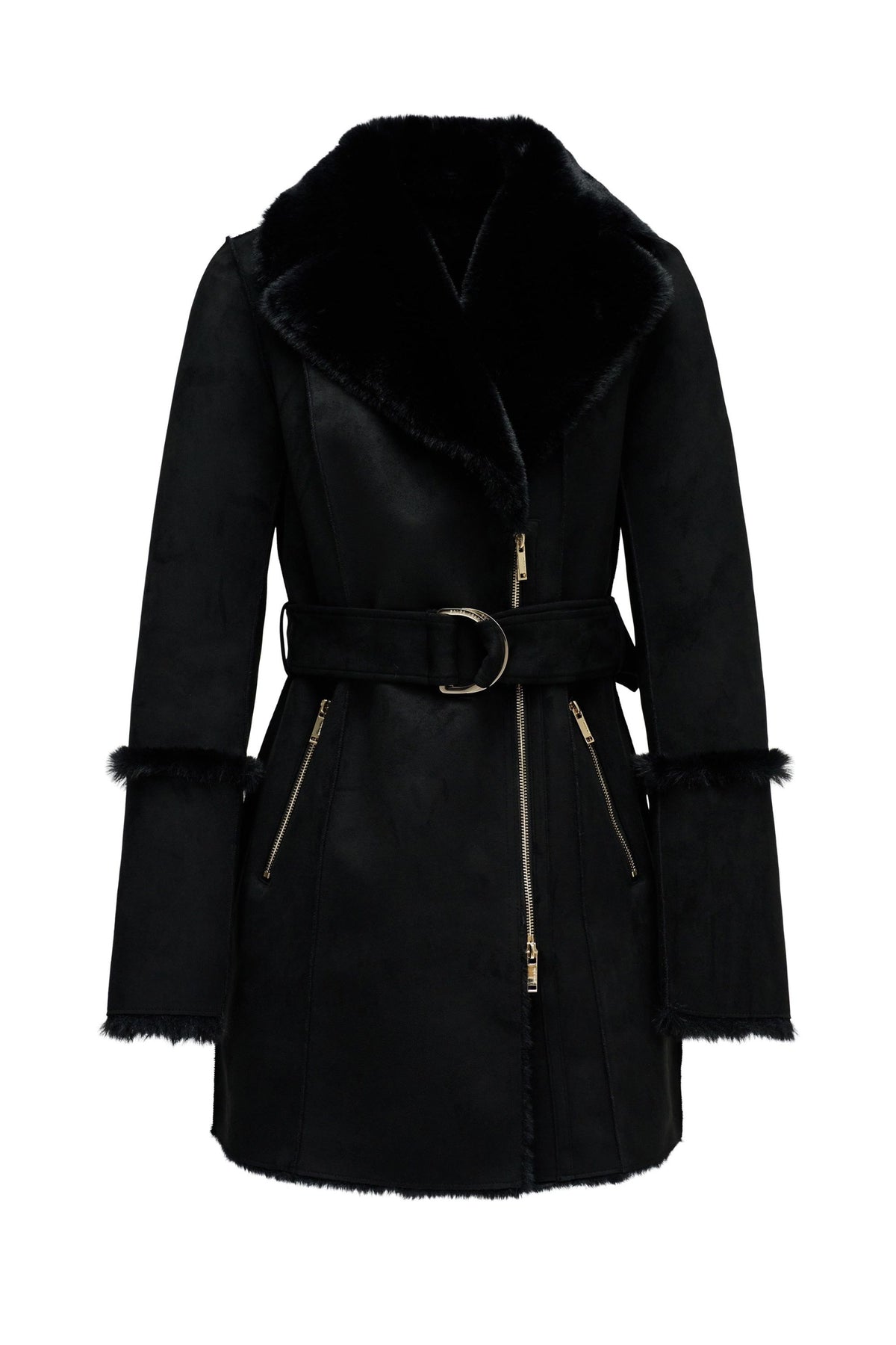 Langer Shearling Mantel in Black Jacken Salsa Jeans