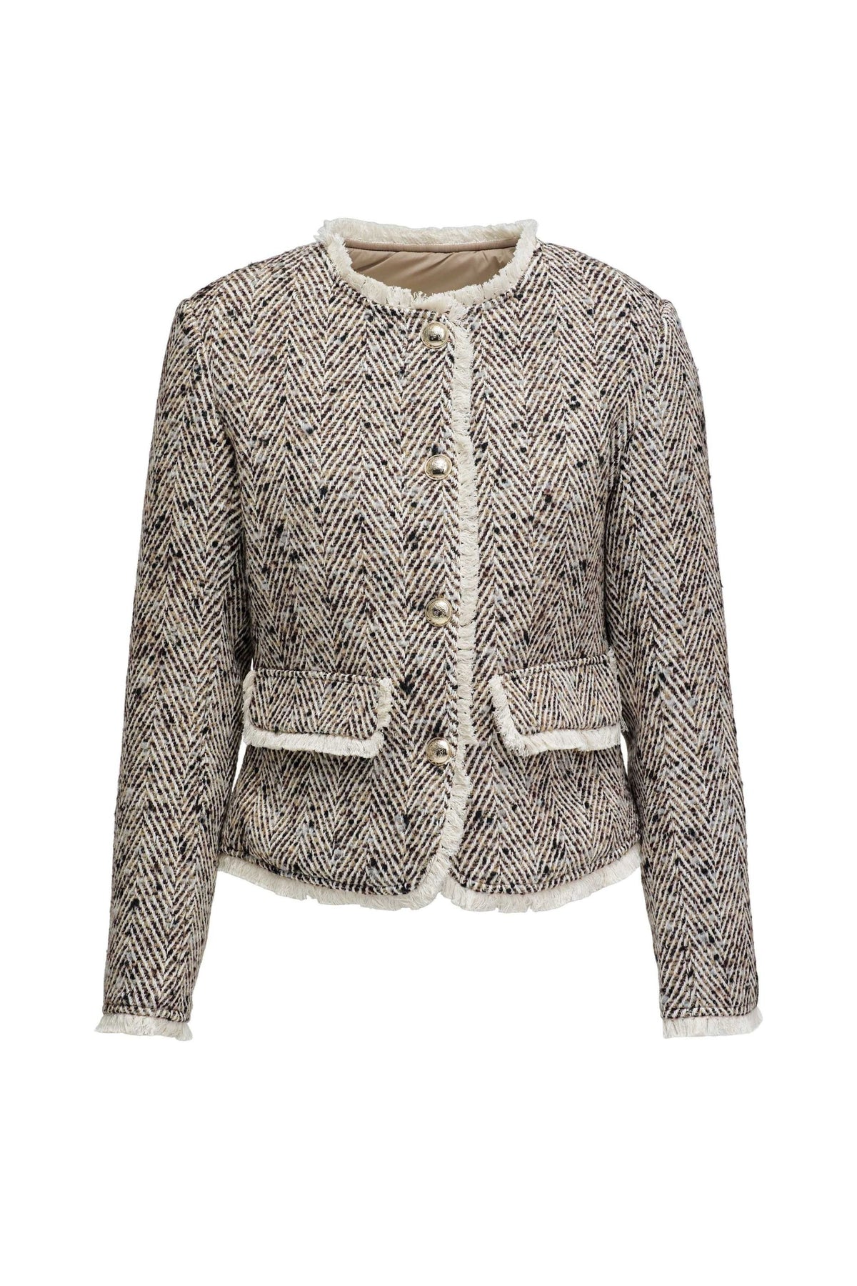 Tweedjacke mit Steppfutter in Light Brown V1