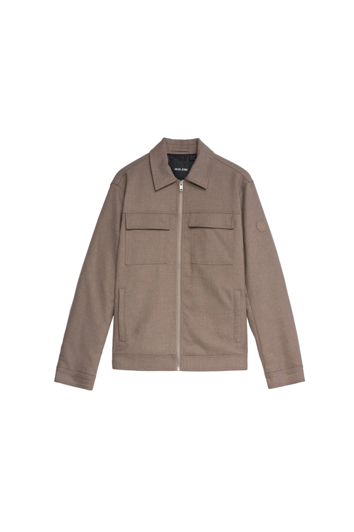 Truckerjacke mit Fronttaschen in Wolloptik in Medium Beige Hemden Salsa Jeans