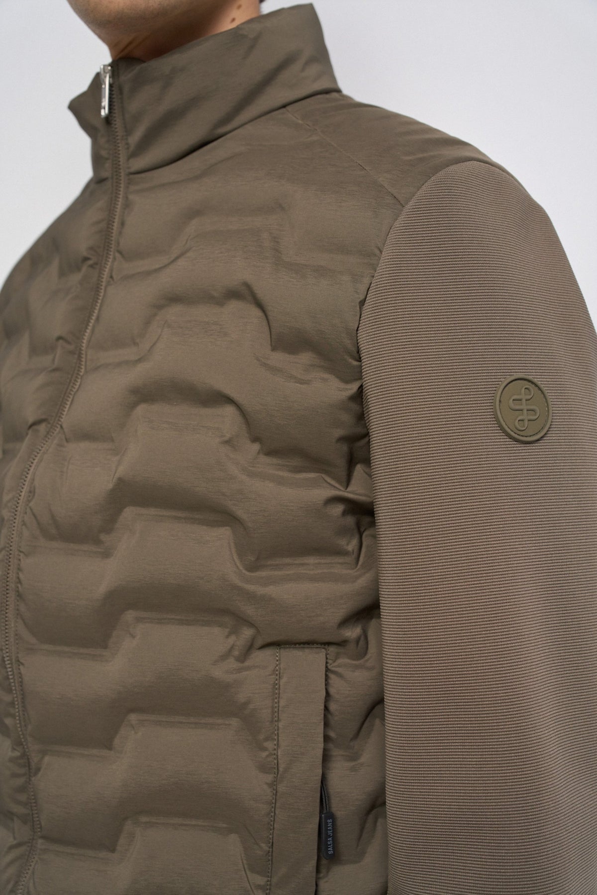Steppjacke mit Strickärmeln in Medium Green Jacken Salsa Jeans