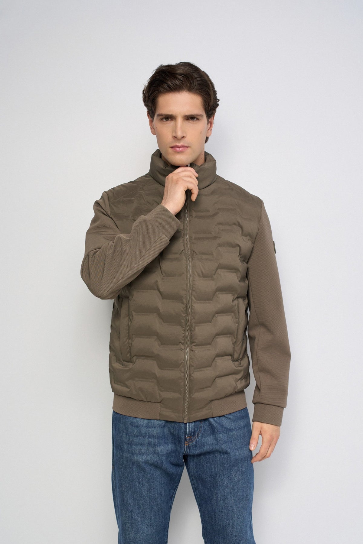 Steppjacke mit Strickärmeln in Medium Green Jacken Salsa Jeans