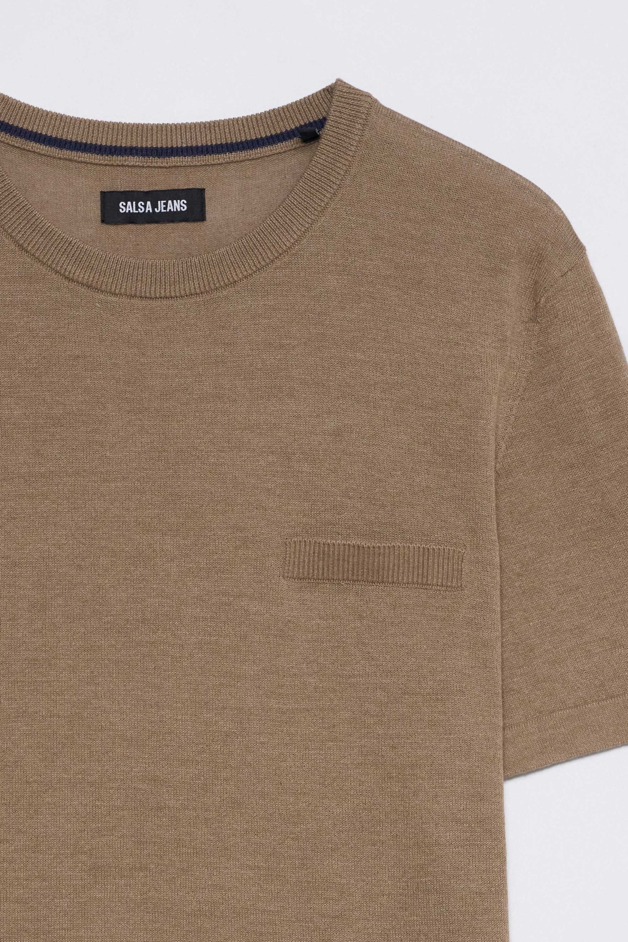 Gestricktes T-Shirt mit Tasche in Medium Beige V1 Pullover Salsa Jeans