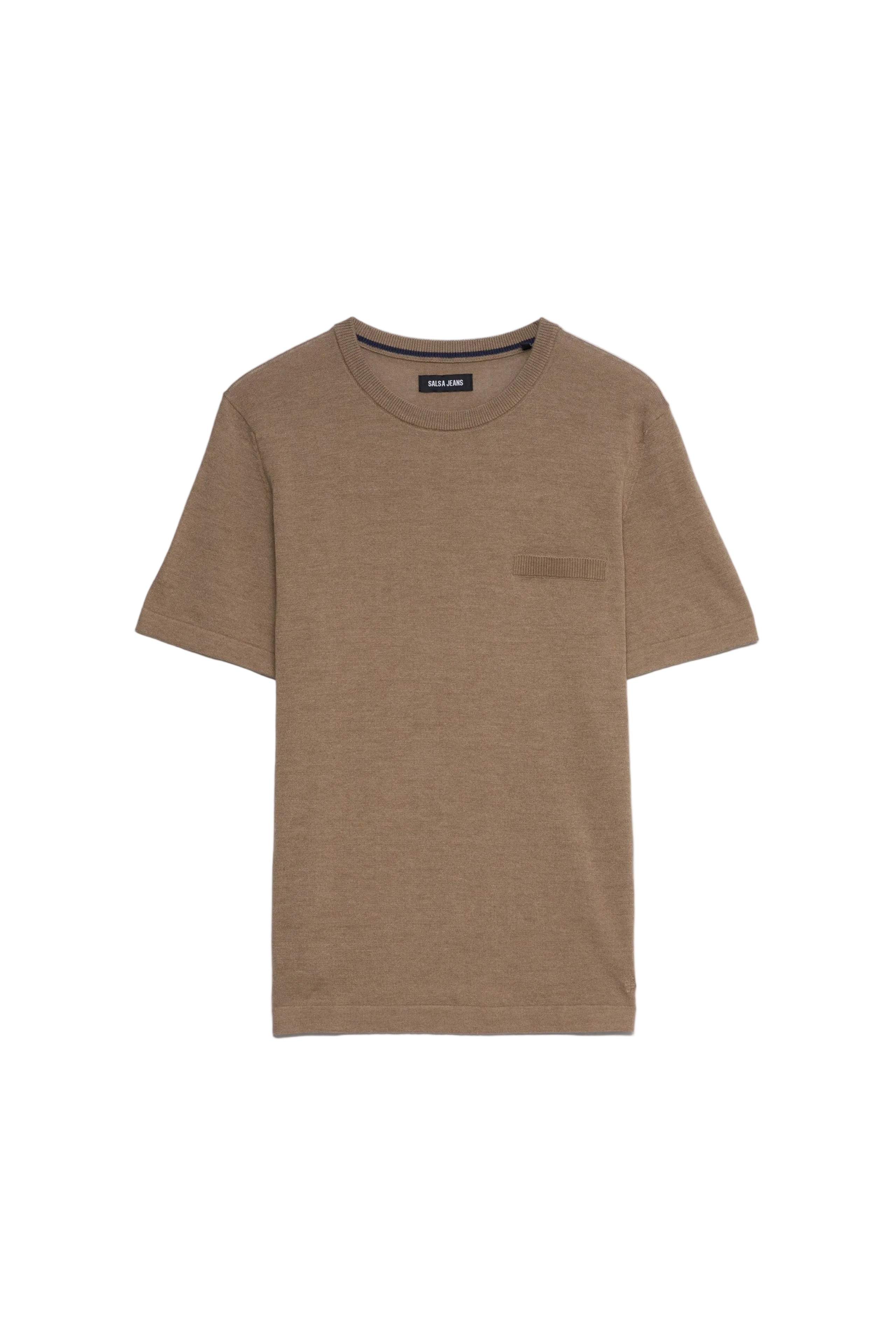 Gestricktes T-Shirt mit Tasche in Medium Beige V1 Pullover Salsa Jeans