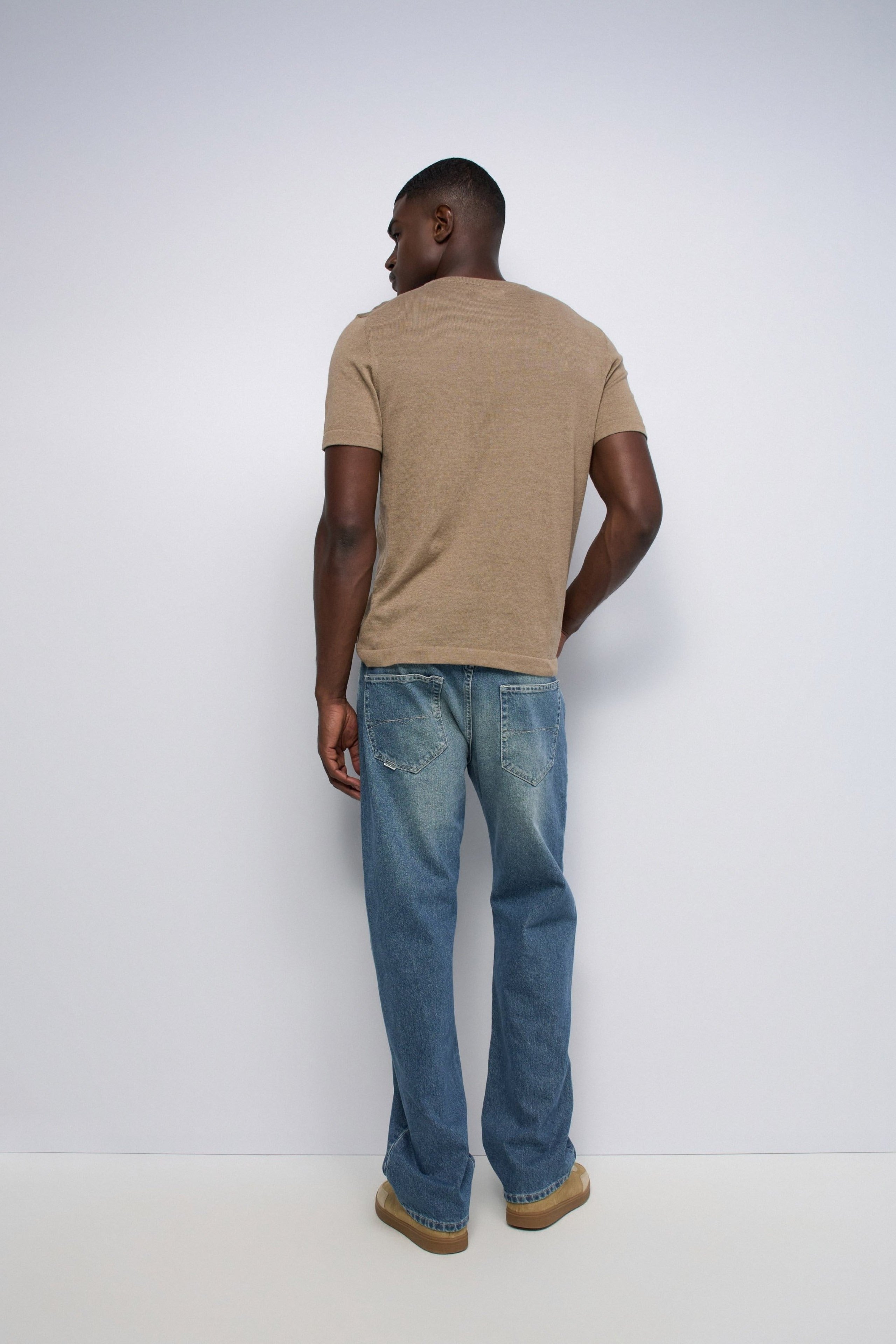Gestricktes T-Shirt mit Tasche in Medium Beige V1 Pullover Salsa Jeans