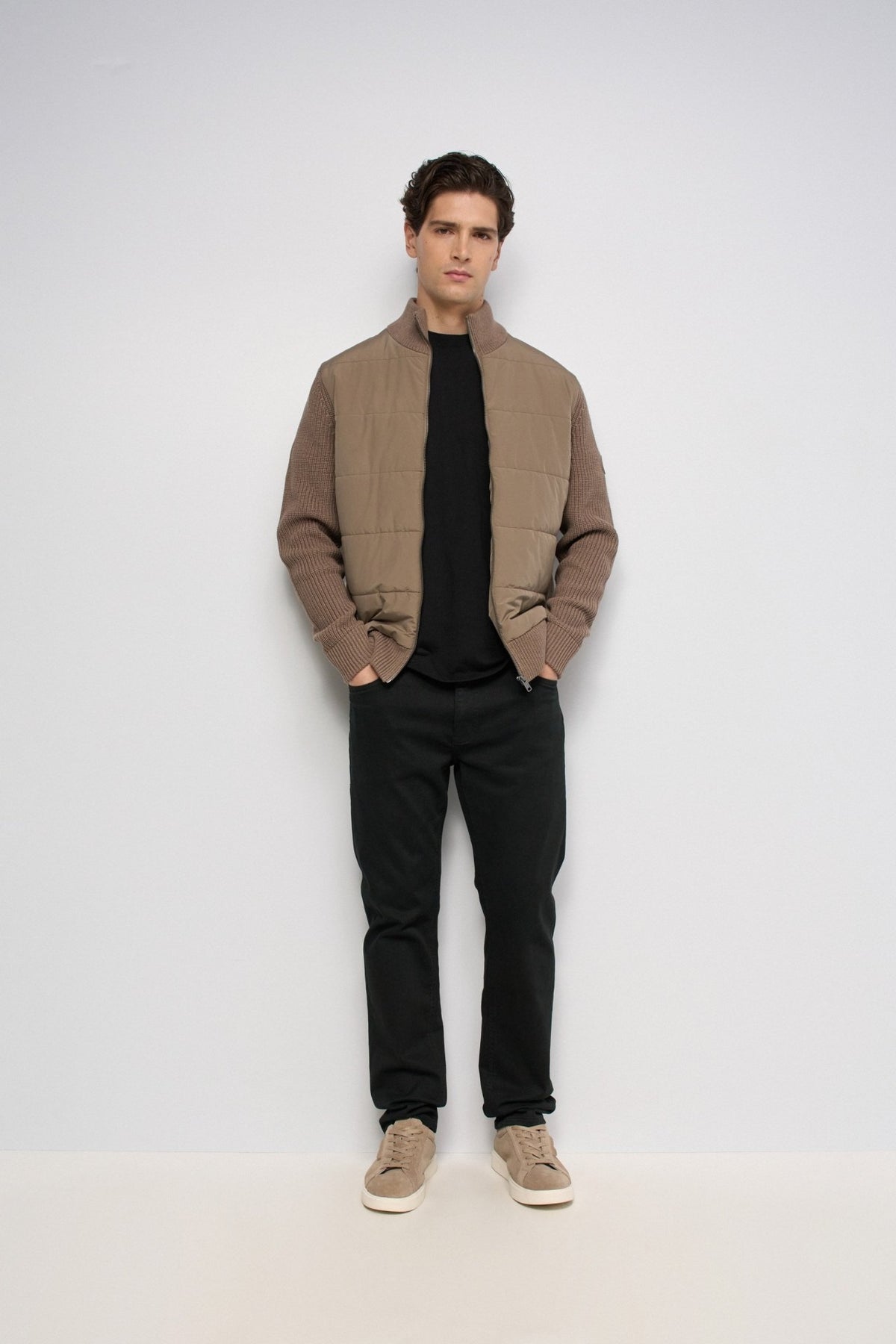 Strickjacke mit Steppdetails in Medium Beige Jacken Salsa Jeans