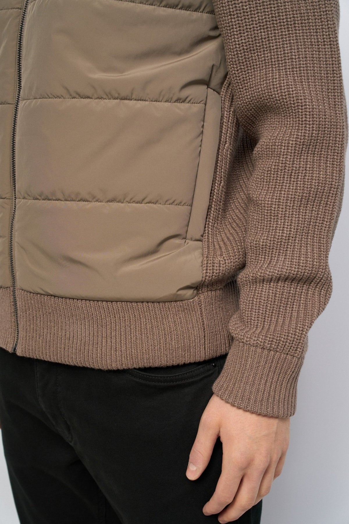 Strickjacke mit Steppdetails in Medium Beige Jacken Salsa Jeans