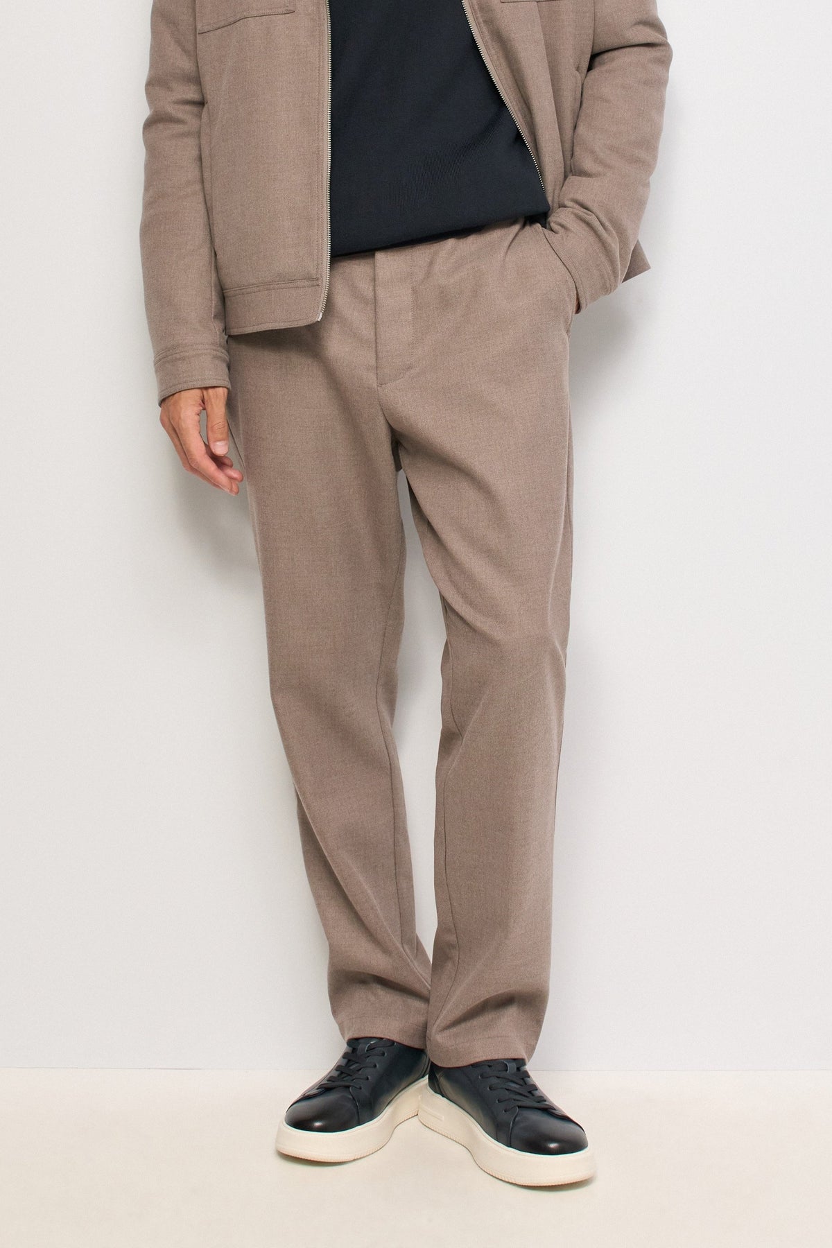 Weite Chinohose in Wolloptik in Medium Beige V1 Hosen Salsa Jeans