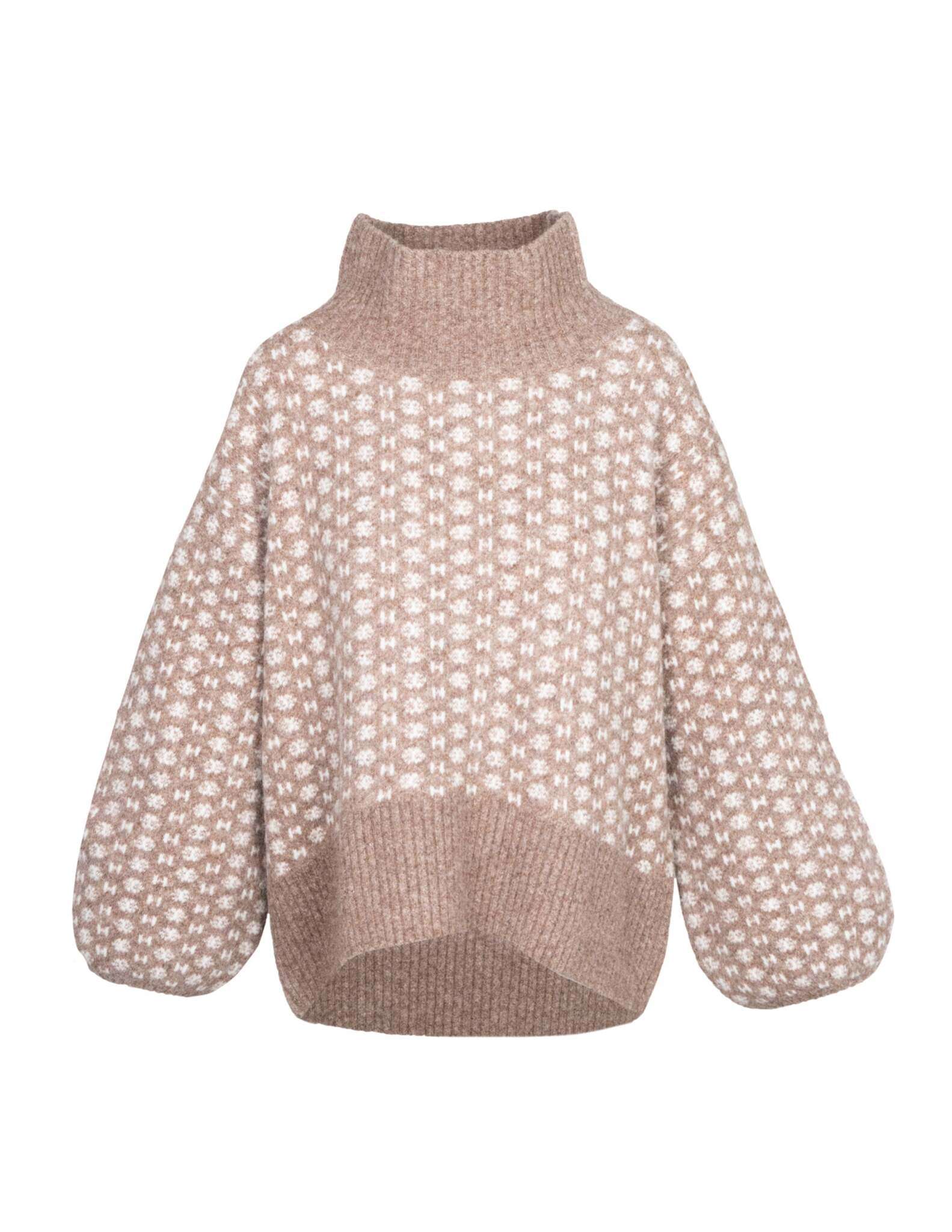 LOGO Sweater in Brown melange/white Pullover Hést