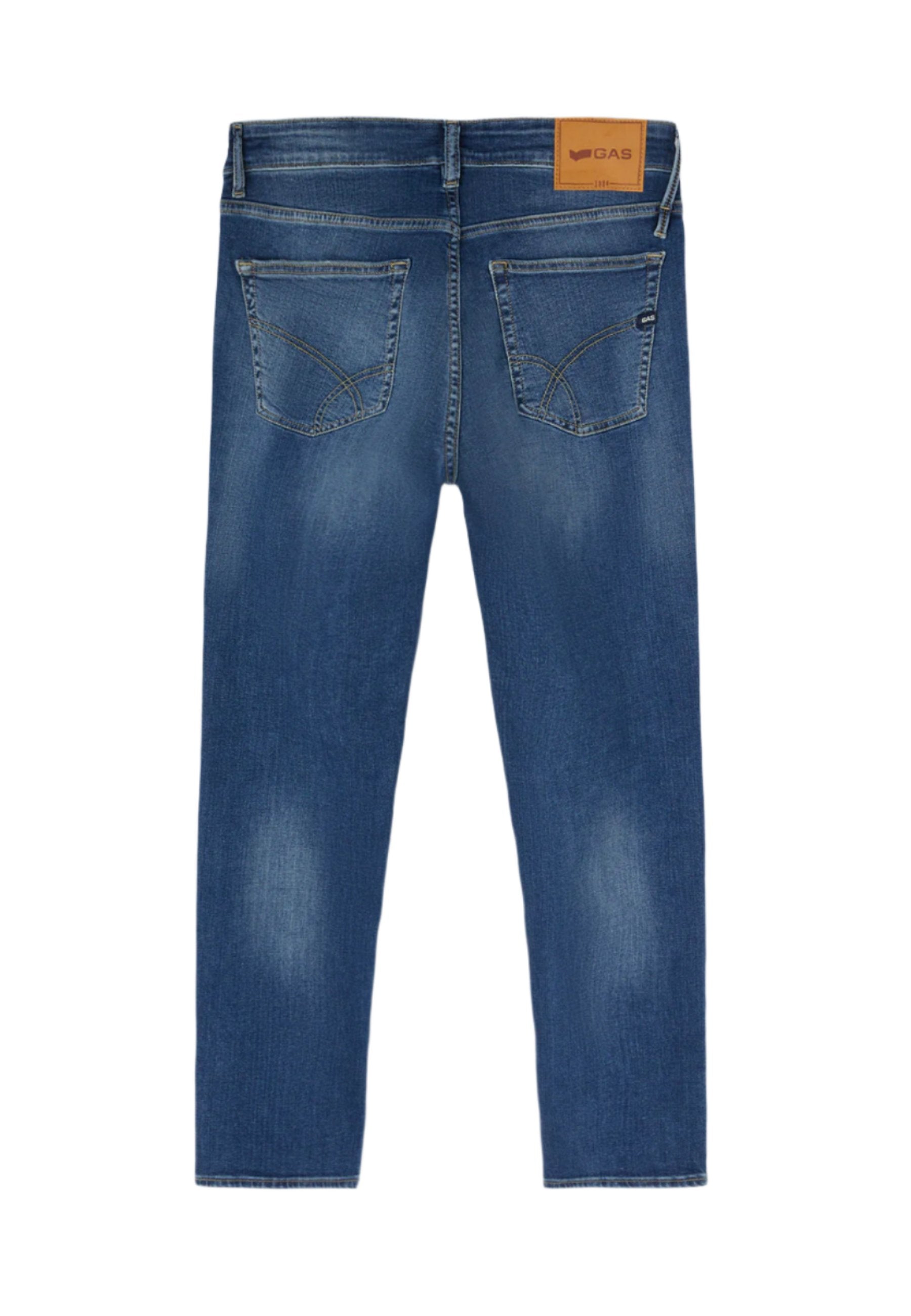 Sax Zip Rev in Stone Mid Mid Jeans GAS