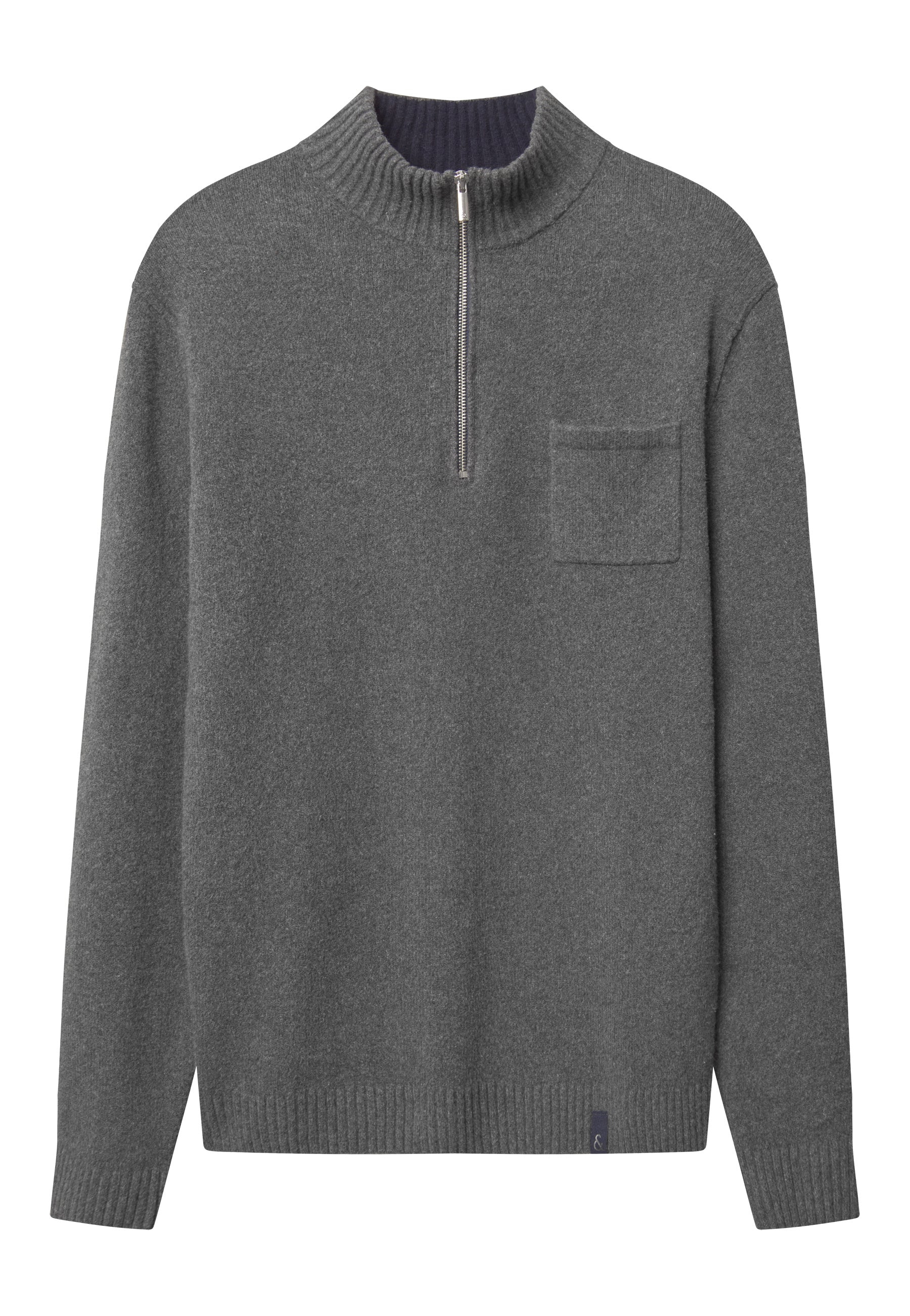 Mock-Zip Woolen Touch in Stone Pullover Colours and Sons