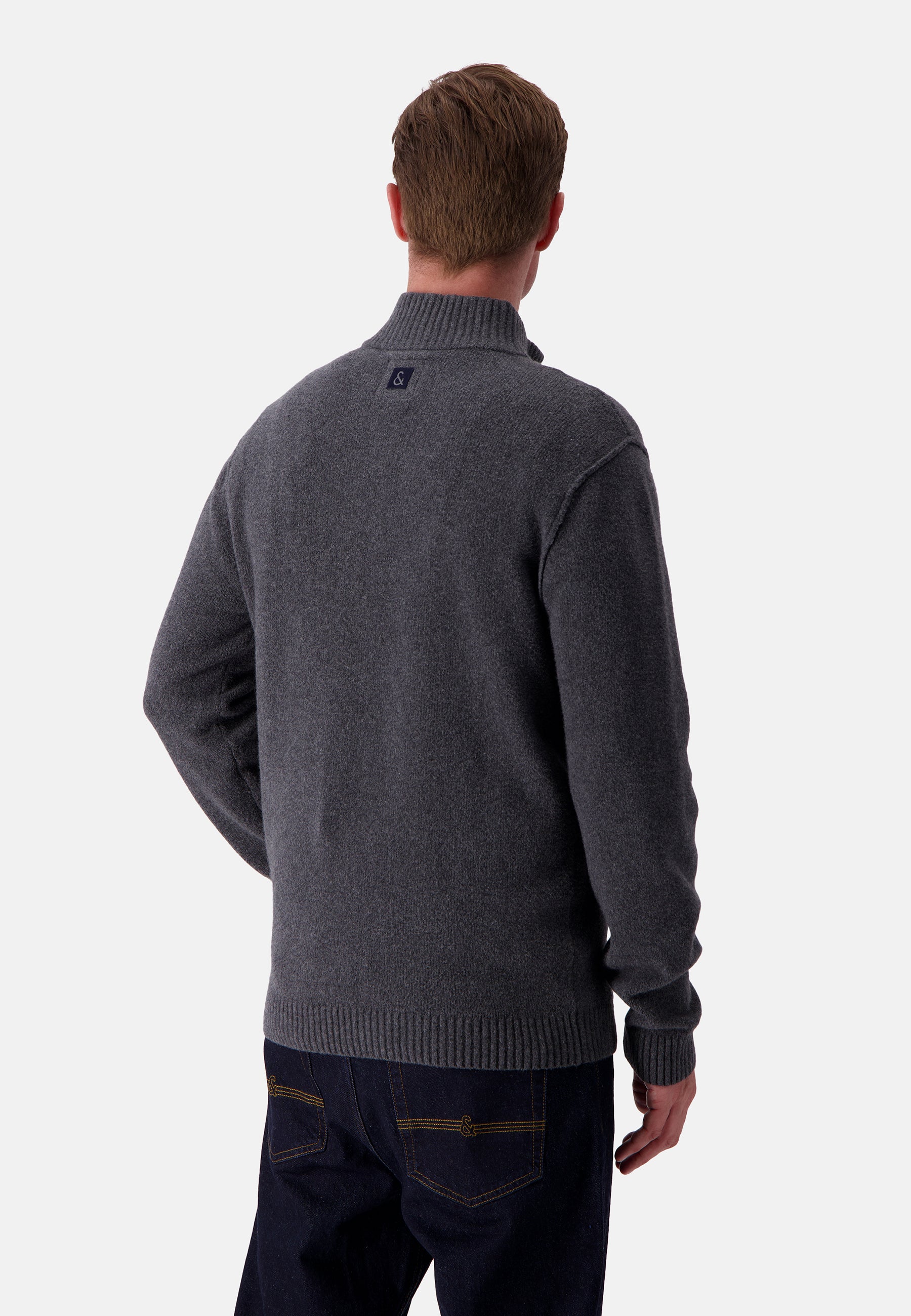 Mock-Zip Woolen Touch in Stone Pullover Colours and Sons