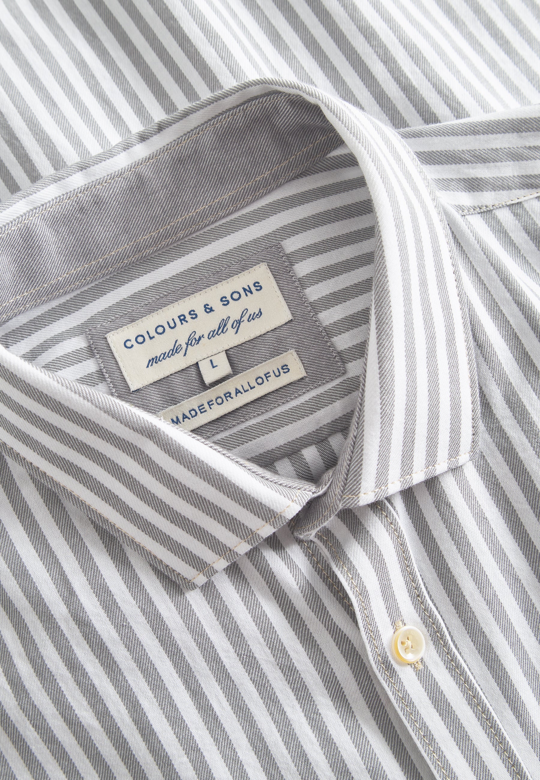 Shirt Brushed Twill Stripes in Silver Stripes Hemden Colours and Sons