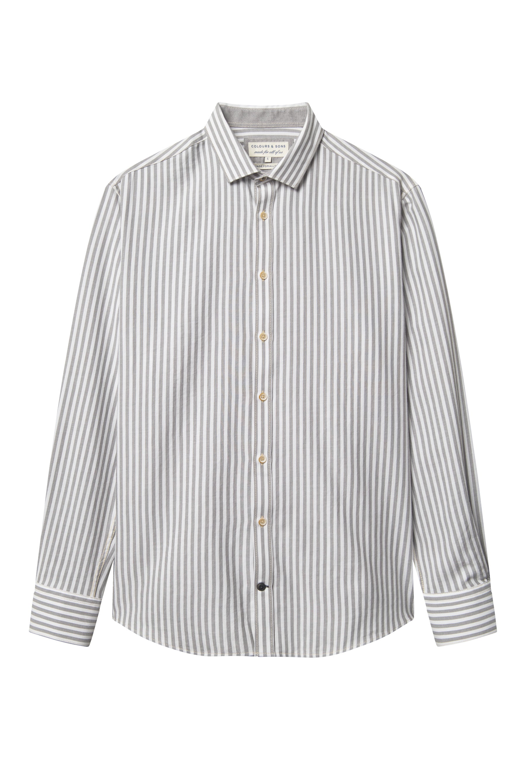 Shirt Brushed Twill Stripes in Silver Stripes Hemden Colours and Sons