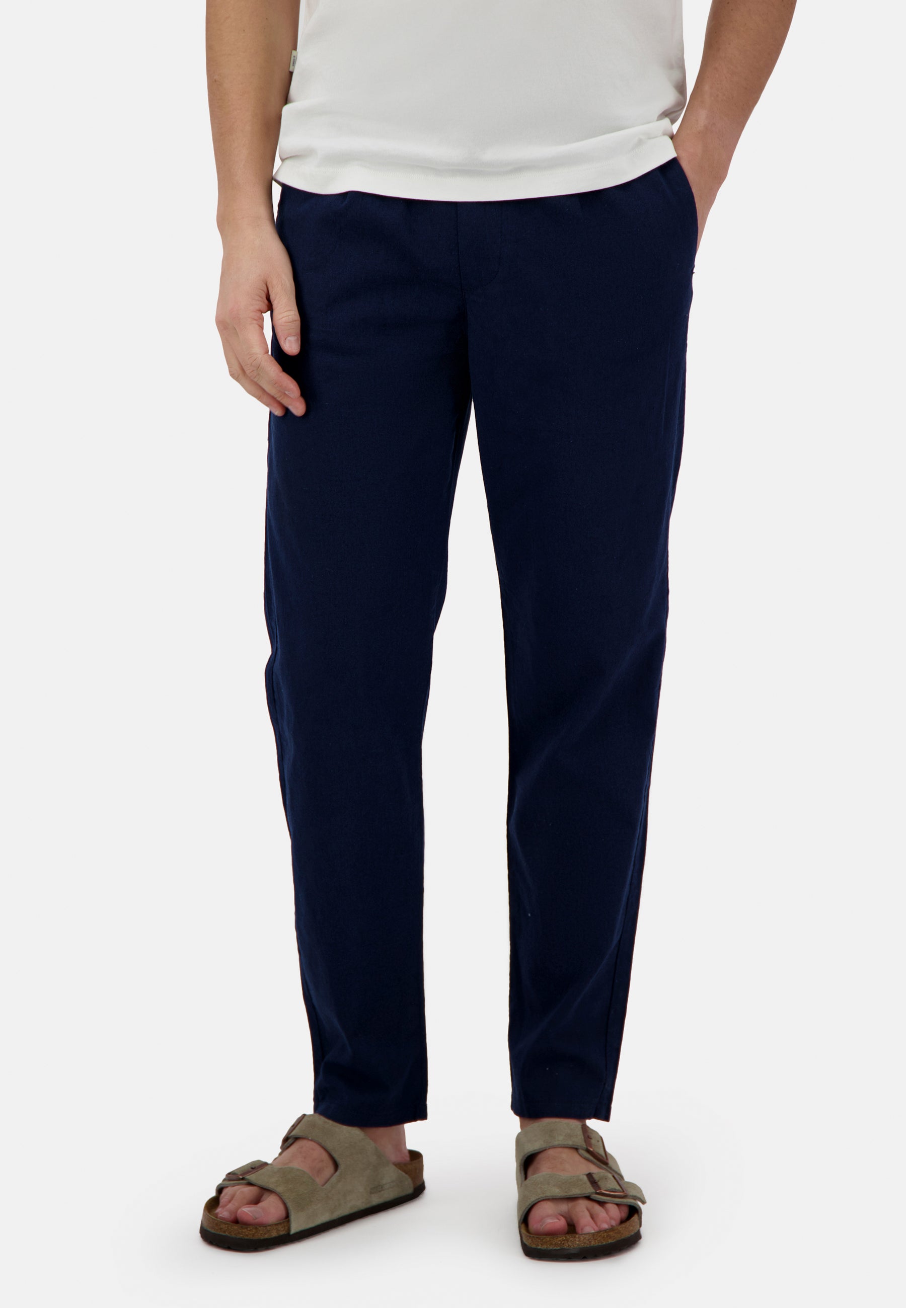 Pants-Cropped Linen in Navy Hosen Colours and Sons   