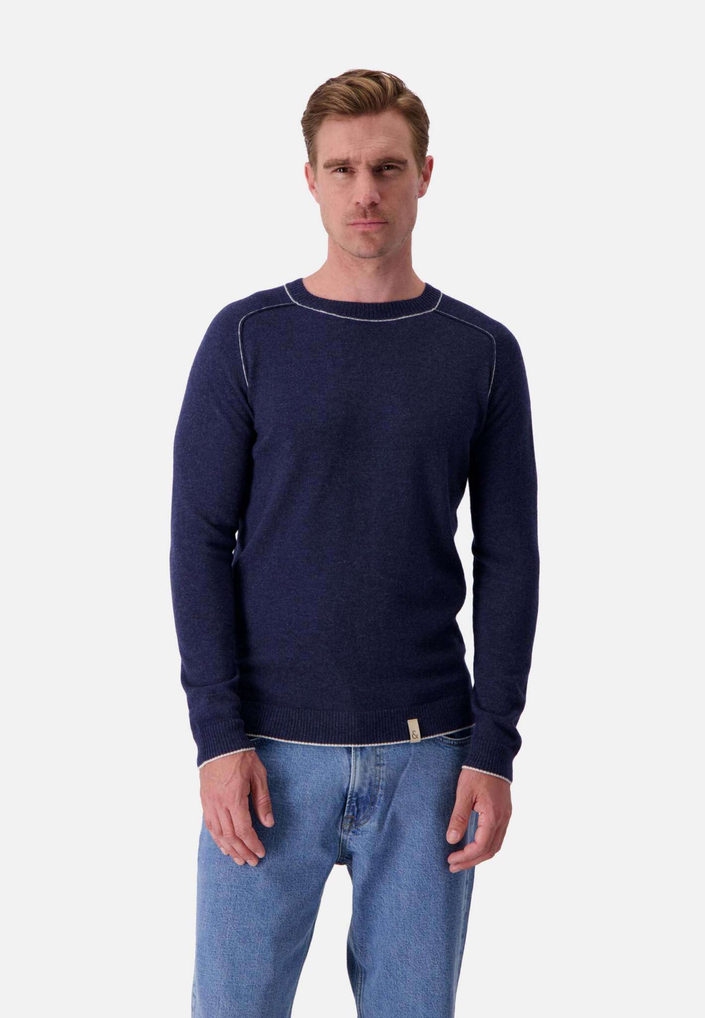 Roundneck-Merino Blend in Navy Pullover Colours and Sons