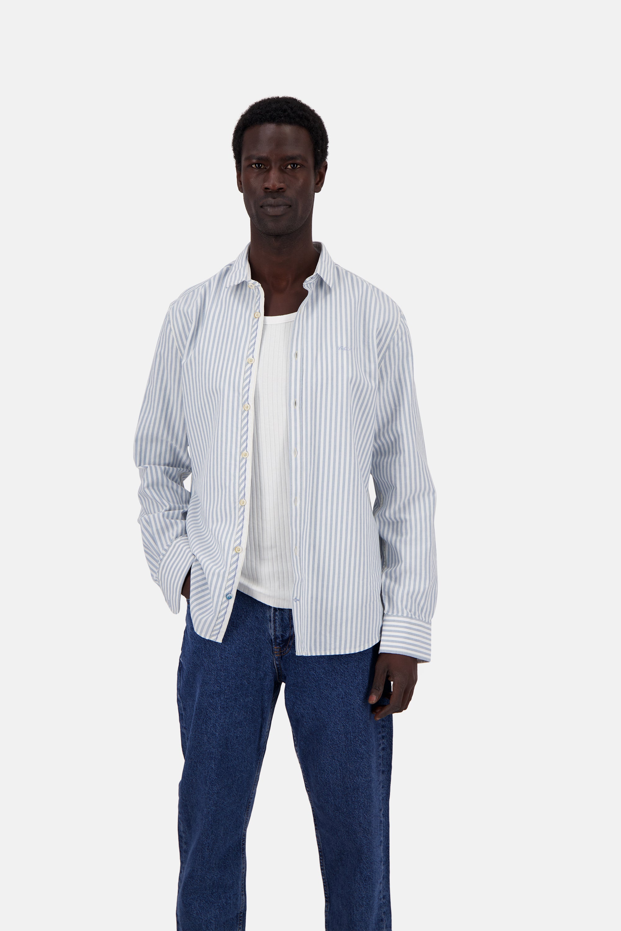 Shirt-Soft Oxford Stripes in Sky Stripes Hemden Colours and Sons