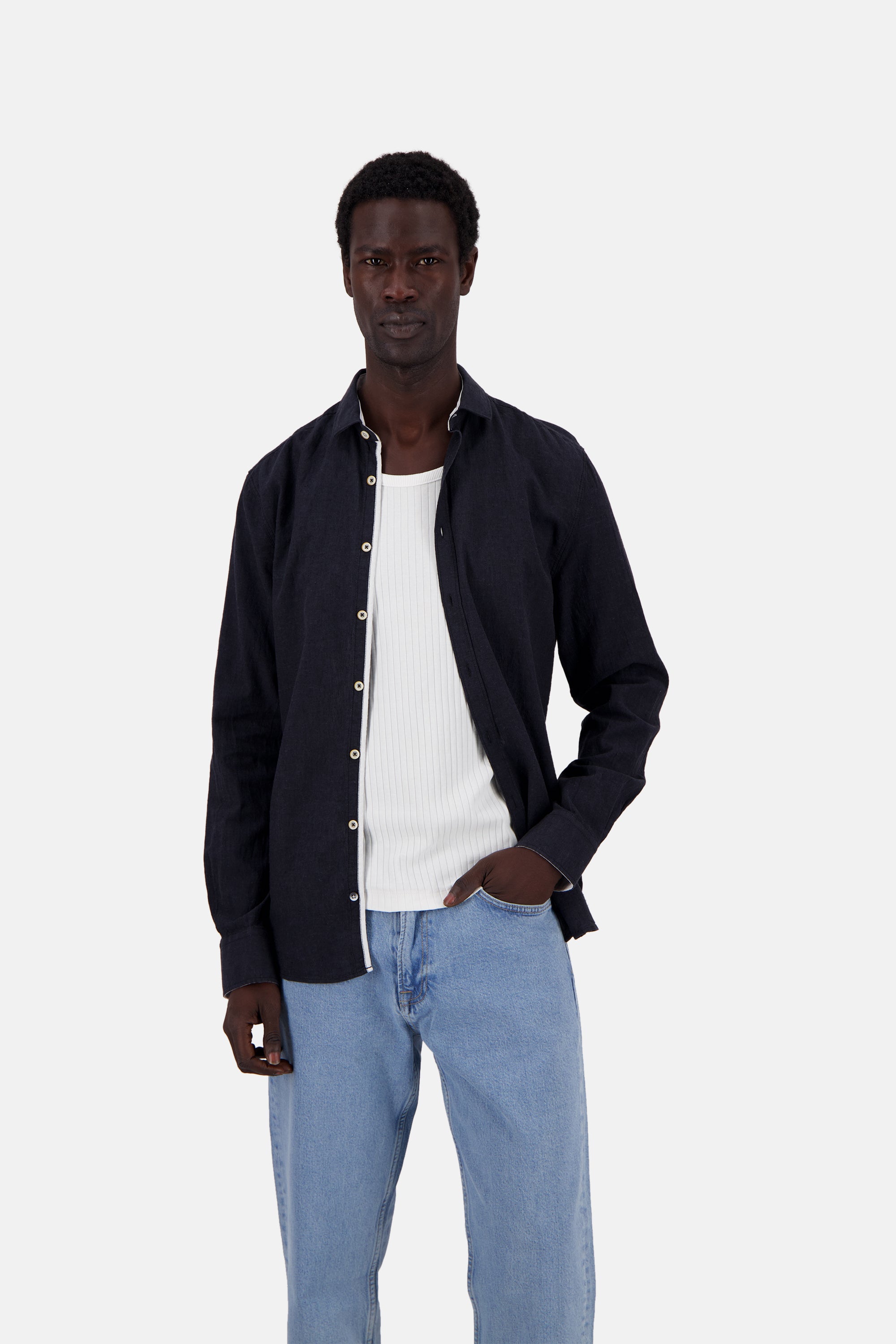 Shirt-Linen Blend Kent in Anthracite Hemden Colours and Sons