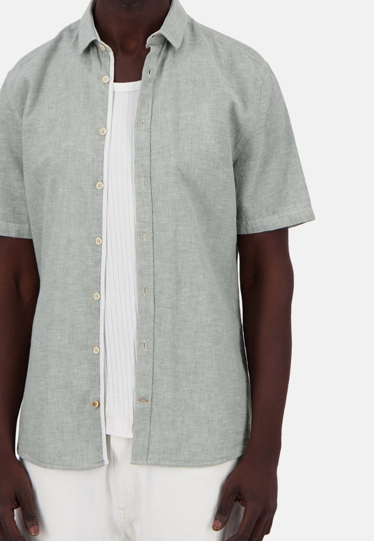 Shirt-Linen Blend Kent in Wasabi Hemden Colours and Sons