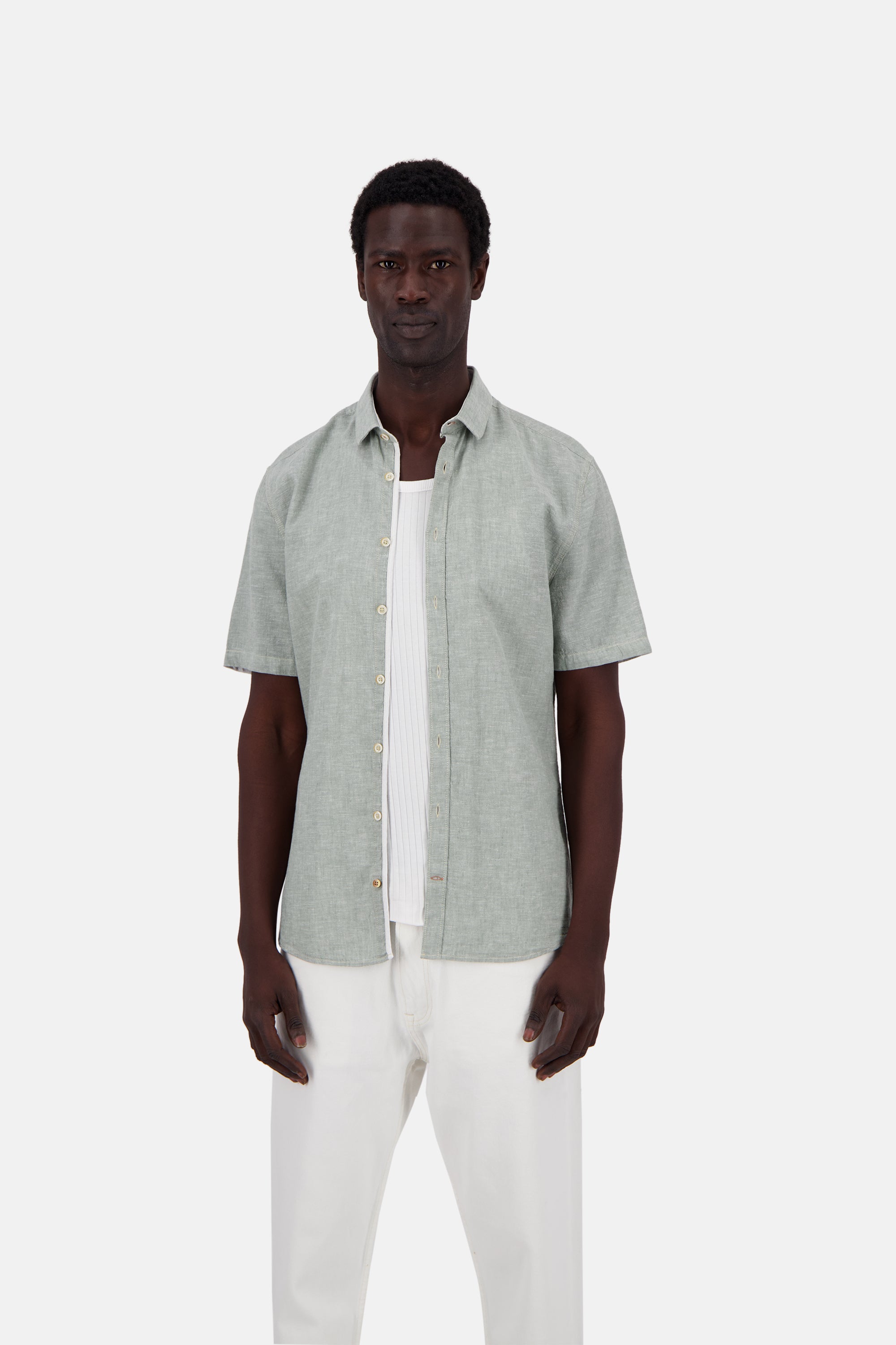 Shirt-Linen Blend Kent in Wasabi Hemden Colours and Sons