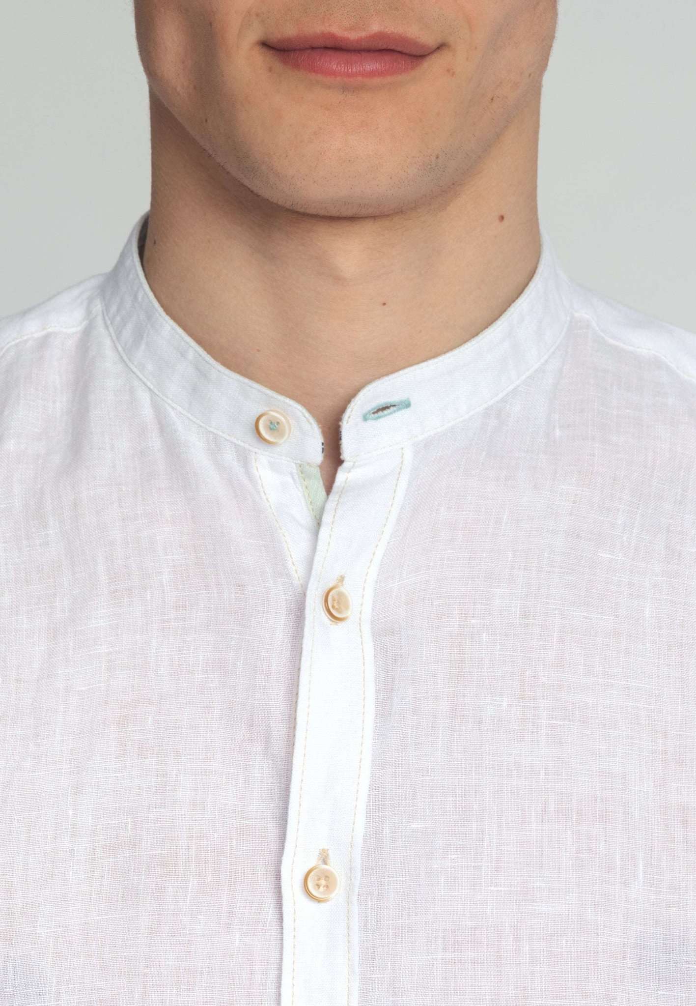 Shirt Linen Stand-Up in White Hemden Colours and Sons