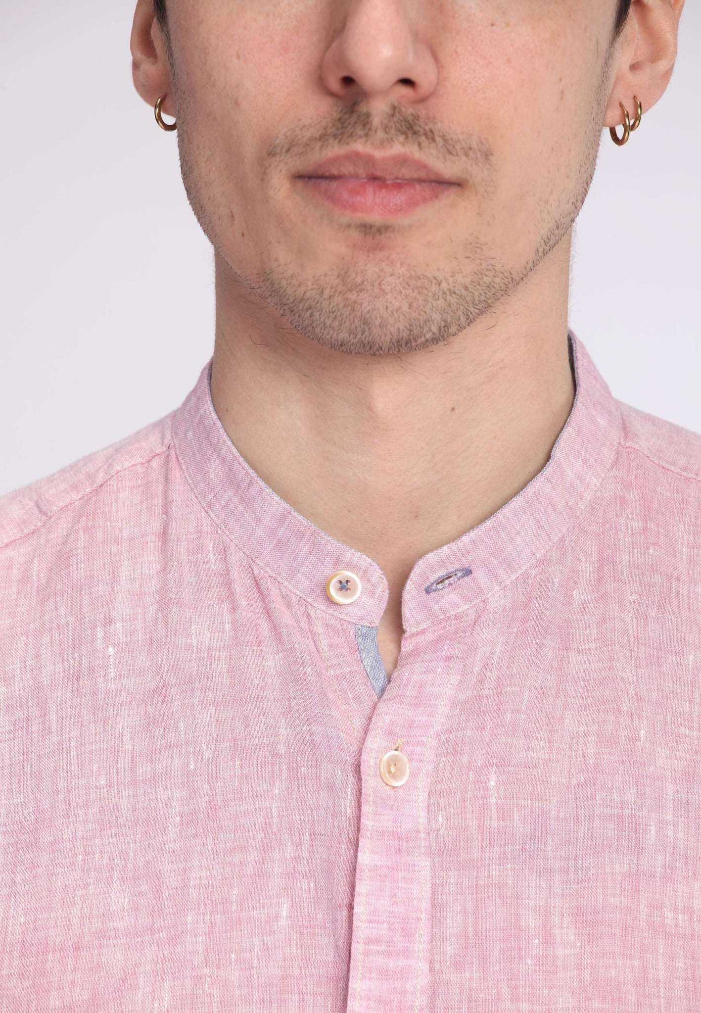Shirt Linen Stand-Up in Grape Hemden Colours and Sons