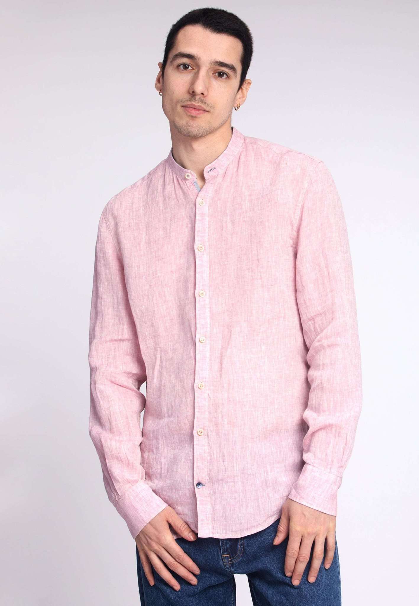 Shirt Linen Stand-Up in Grape Hemden Colours and Sons