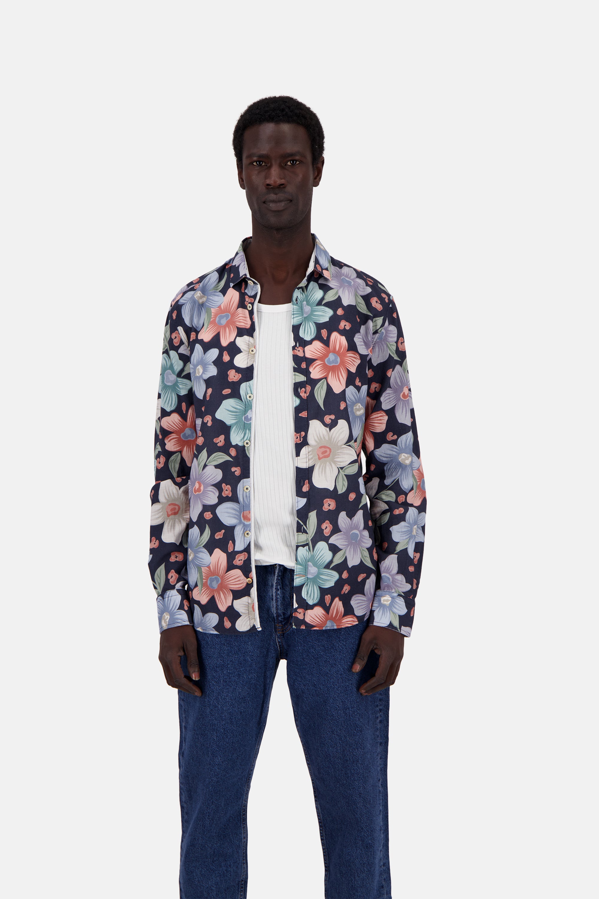 Shirt-Printed in Navy Flowers Hemden Colours and Sons