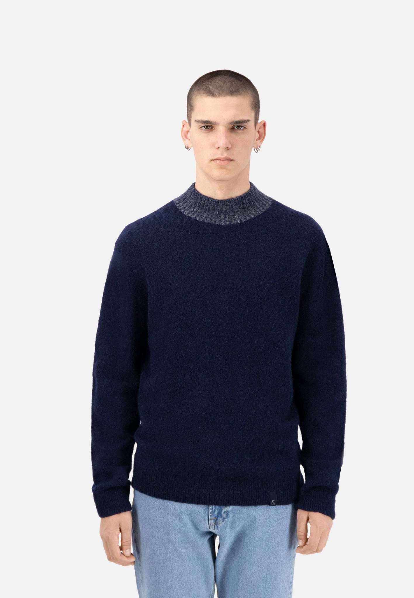 Roundneck-Hairy in Navy Pullover Colours and Sons