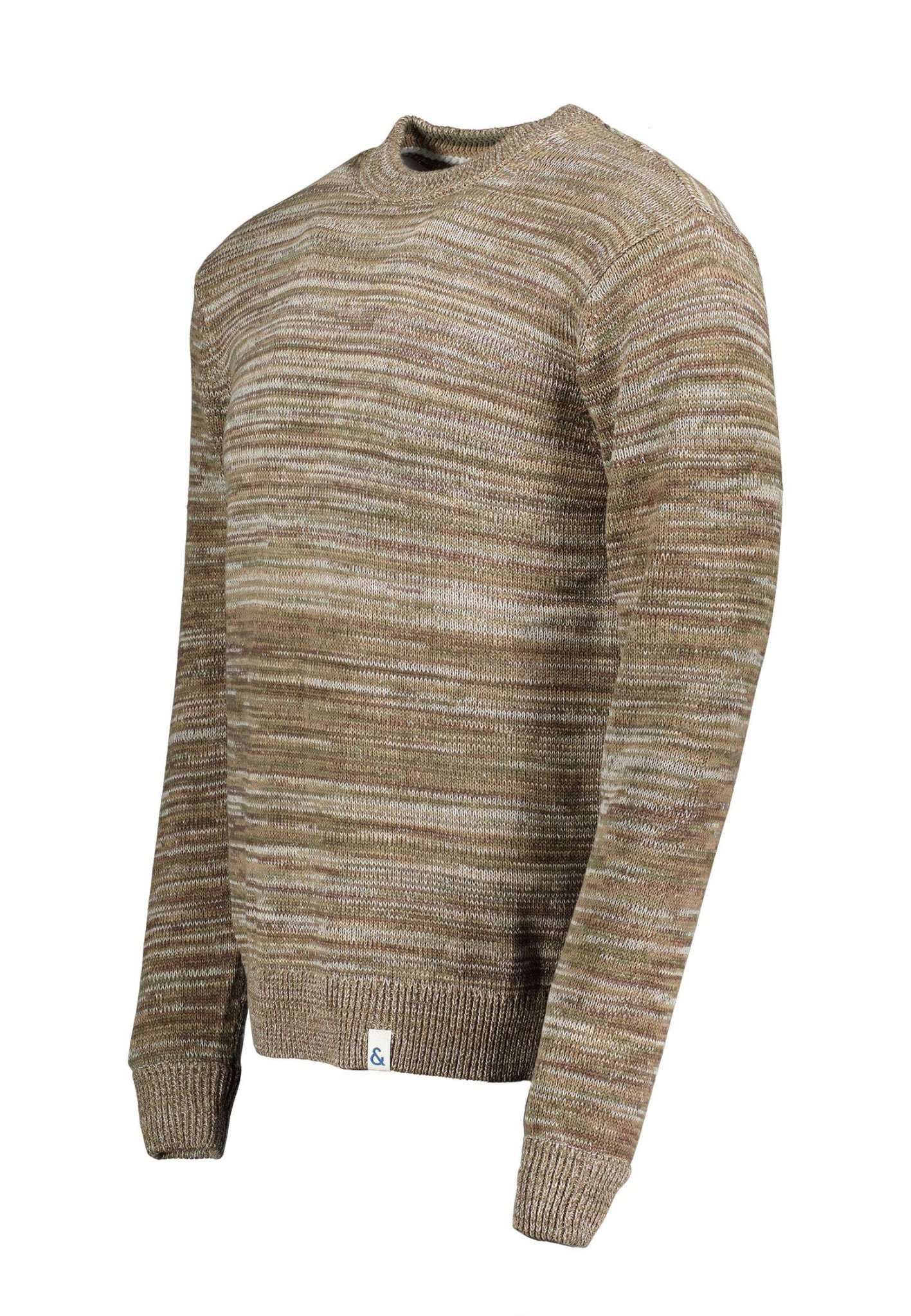 Roundneck-Mouliné in Olive Mouliné Pullover Colours and Sons