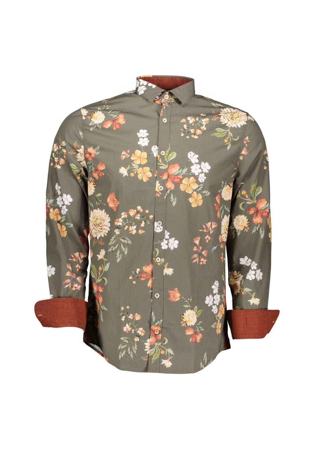 Shirt-Flowers in Olive Flowers Hemden Colours and Sons