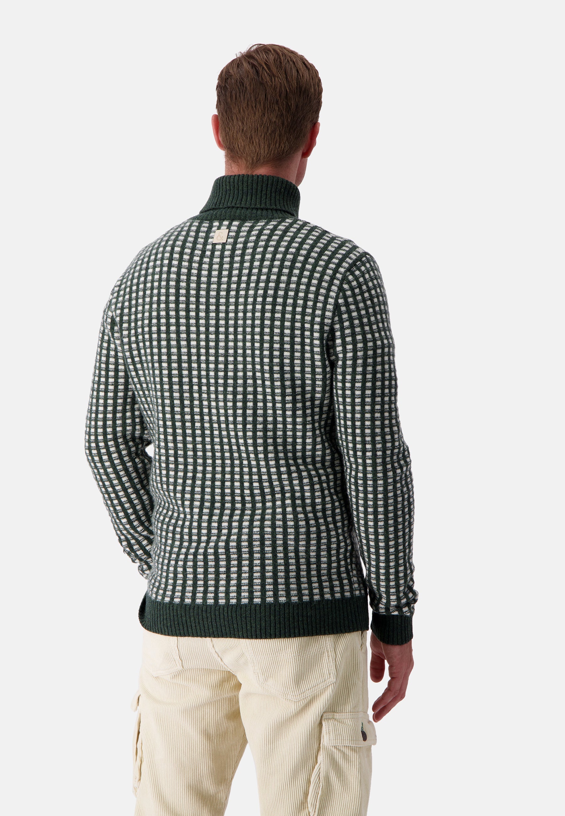 Turtleneck Two Tone Intarsia in Yucca-Offwhite Pullover Colours and Sons