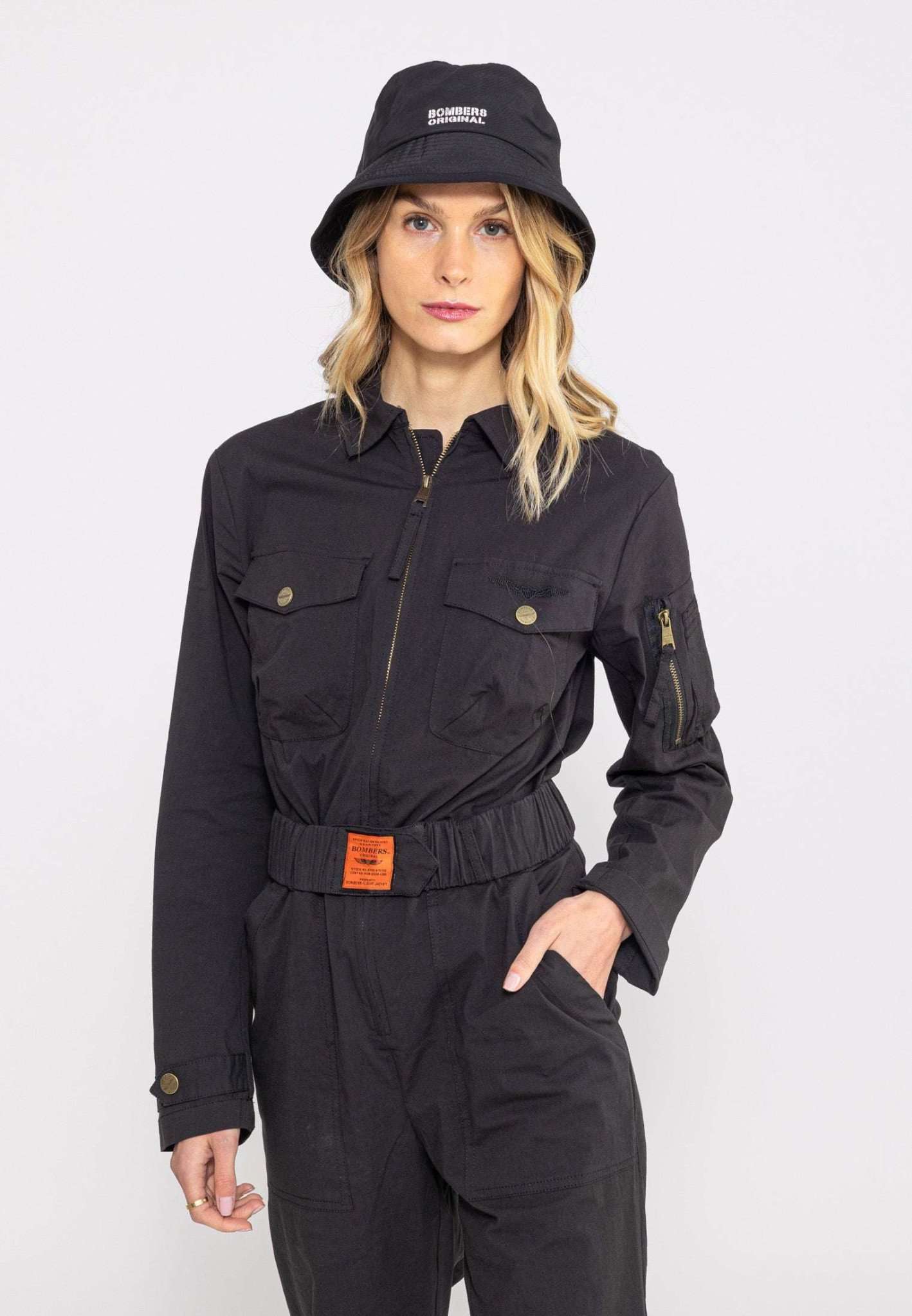 All Over Jumpsuit in Black Overall Bombers Original