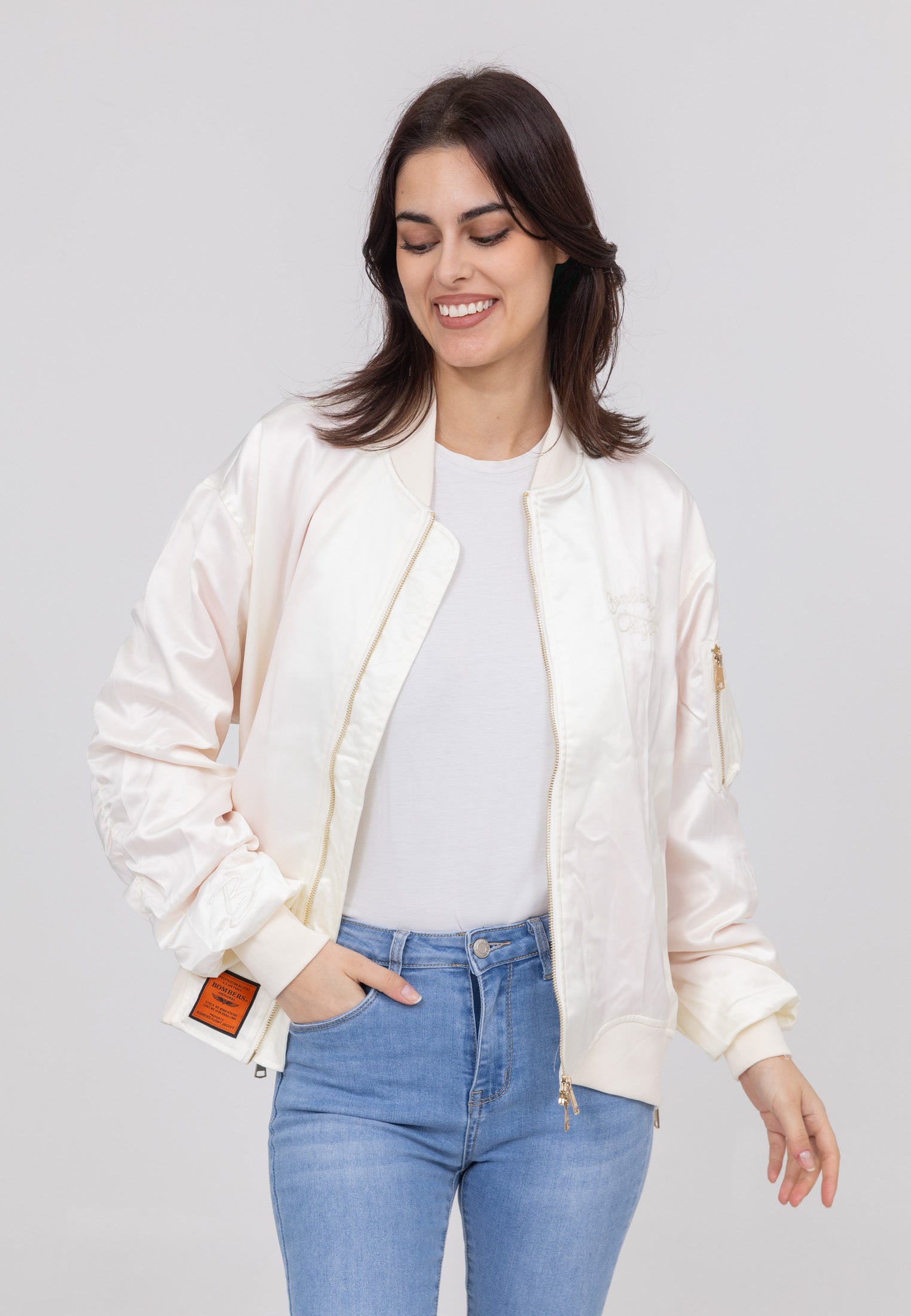 Ballerina W Bomberjacke in Creme Jacken Bombers Original   