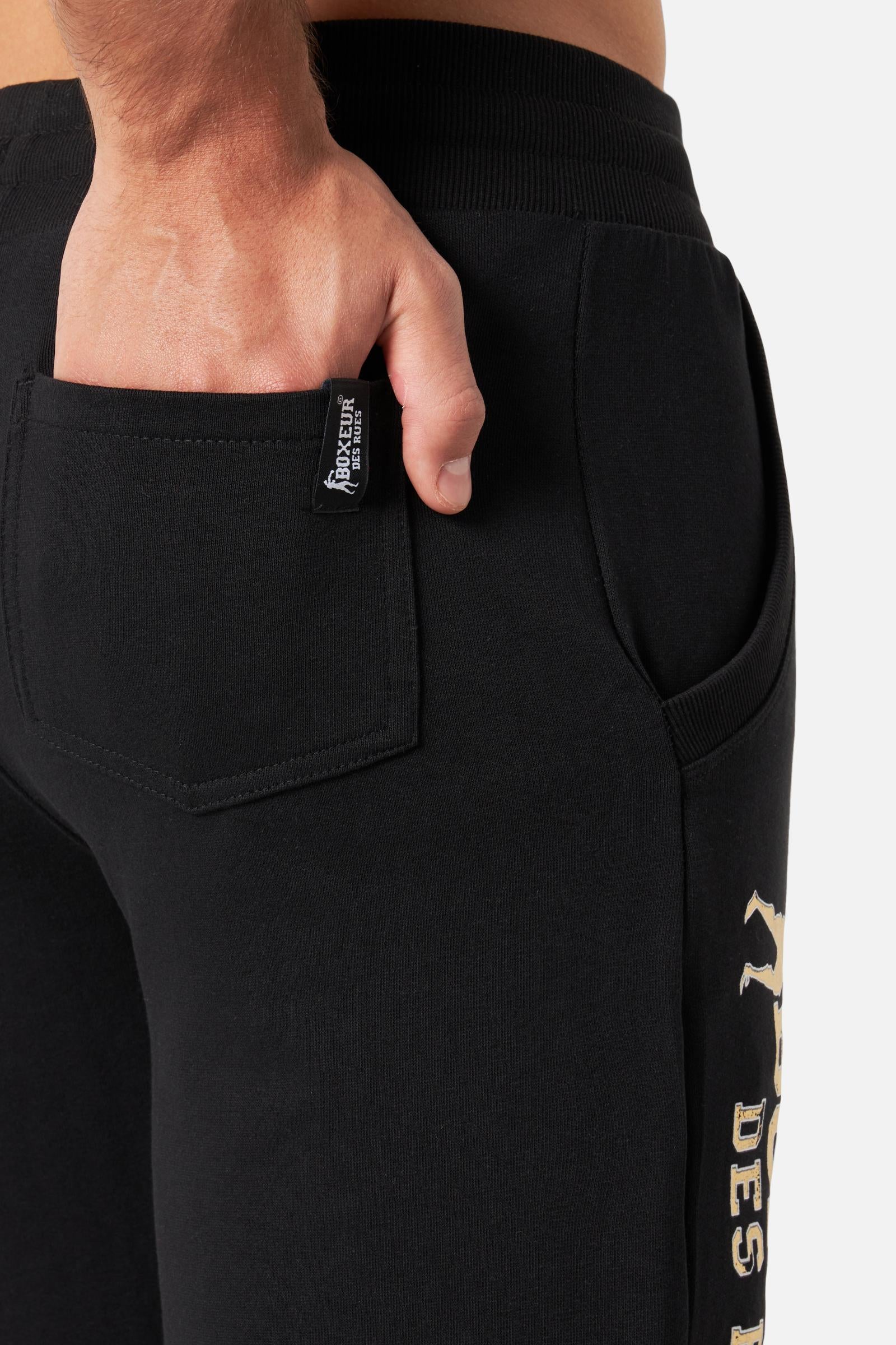 Basic Short Sweatpants in Black-Gold Shorts Boxeur des Rues