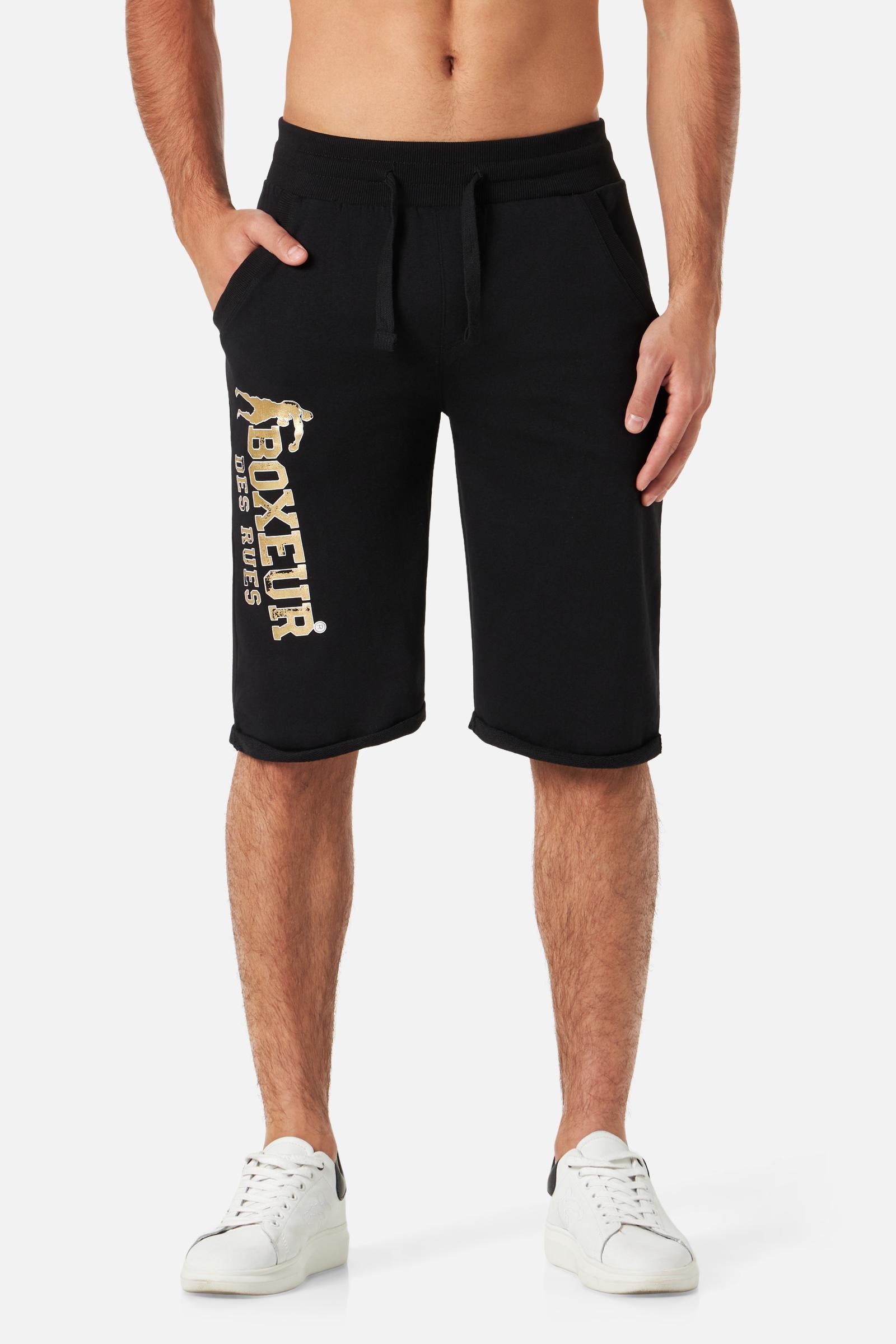 Basic Short Sweatpants in Black-Gold Shorts Boxeur des Rues