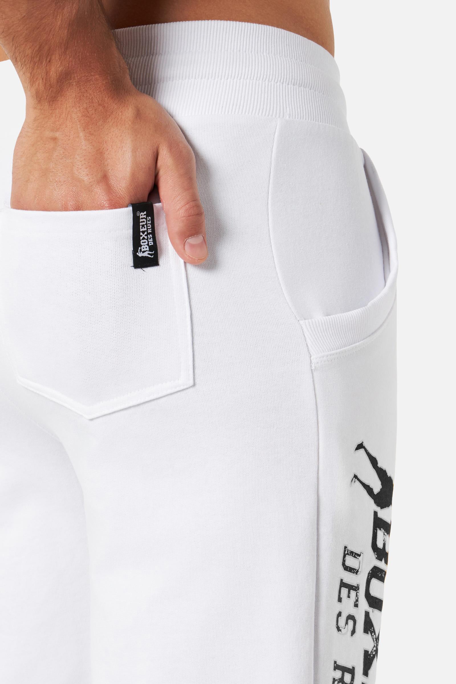 Basic Short Sweatpants in White-Black Shorts Boxeur des Rues