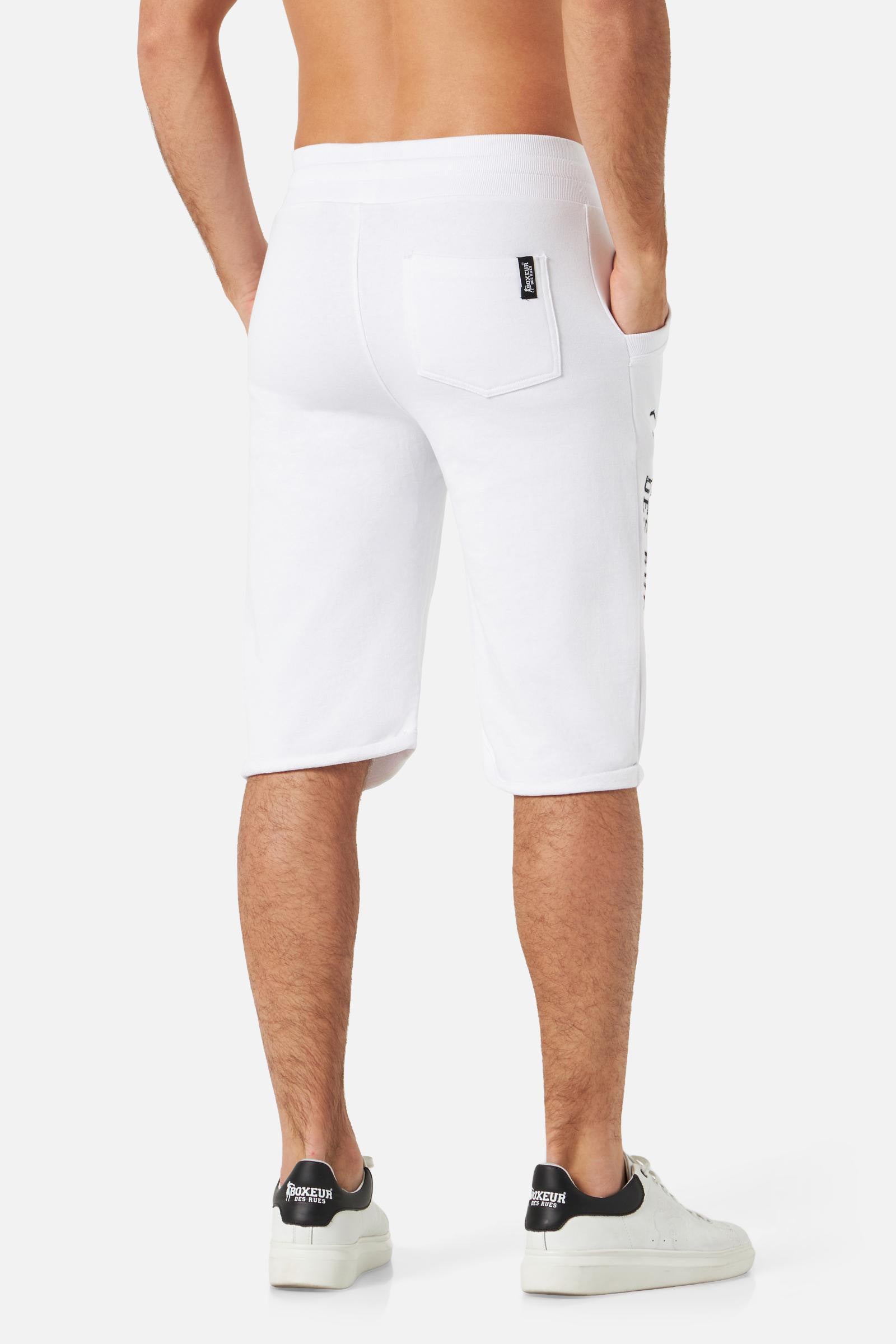 Basic Short Sweatpants in White-Black Shorts Boxeur des Rues