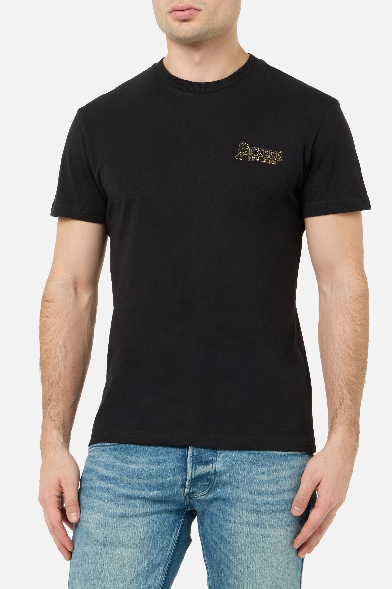 Basic Round Neck T-Shirt in Black-Gold T-Shirts Boxeur des Rues