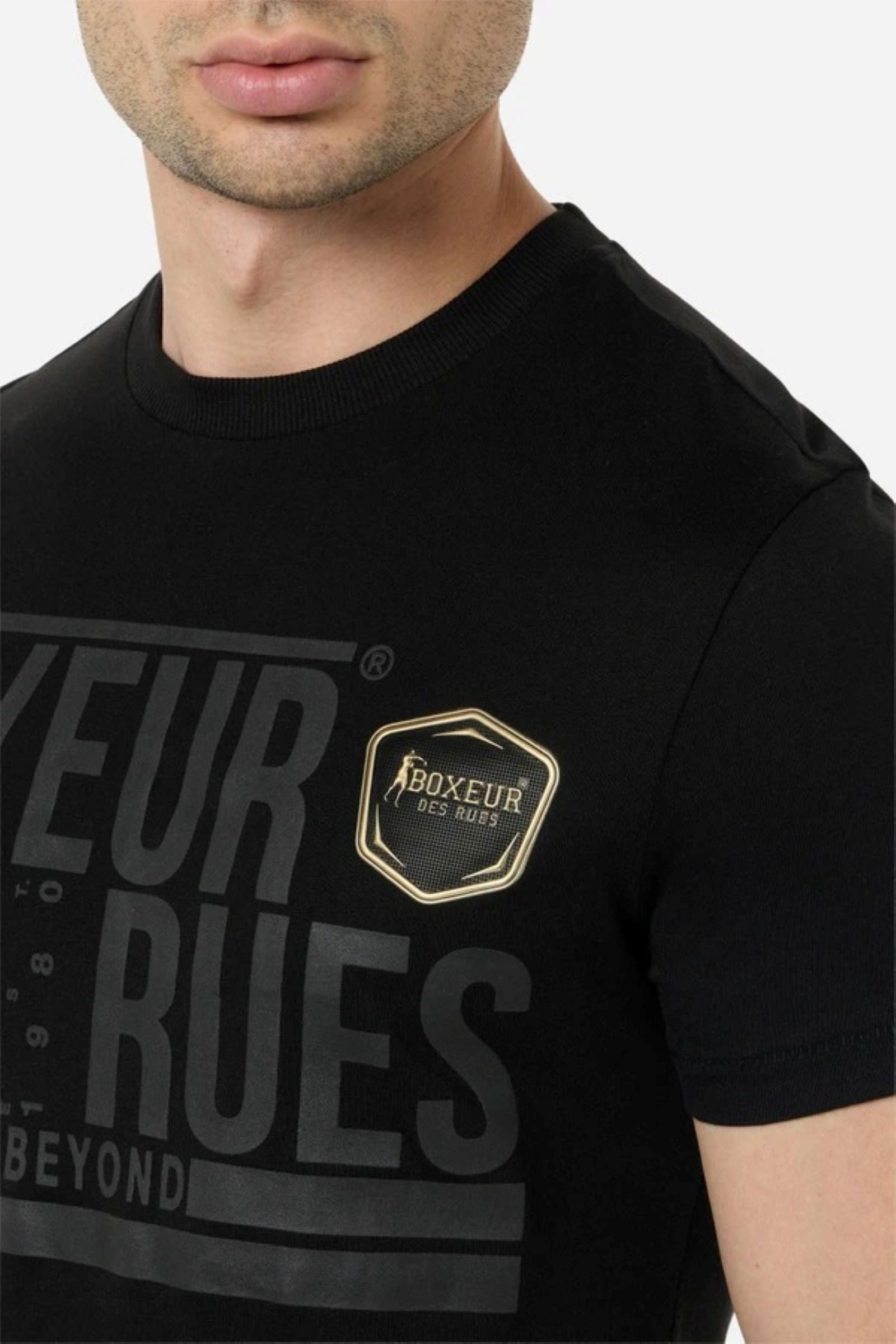 3D Graphic T-Shirt With Patch in Black T-Shirts Boxeur des Rues