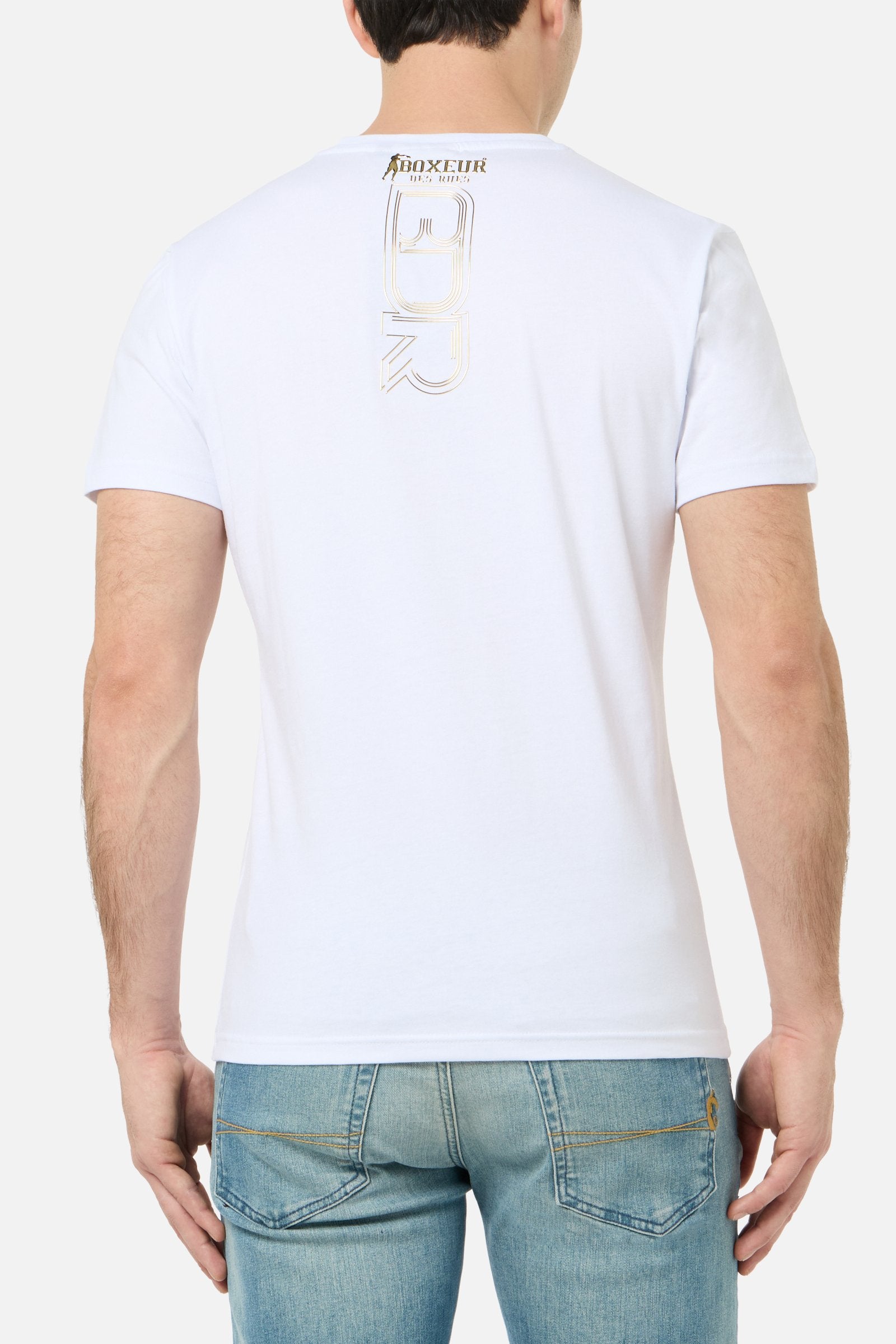 3D Graphic T-Shirt in White-Gold T-Shirts Boxeur des Rues